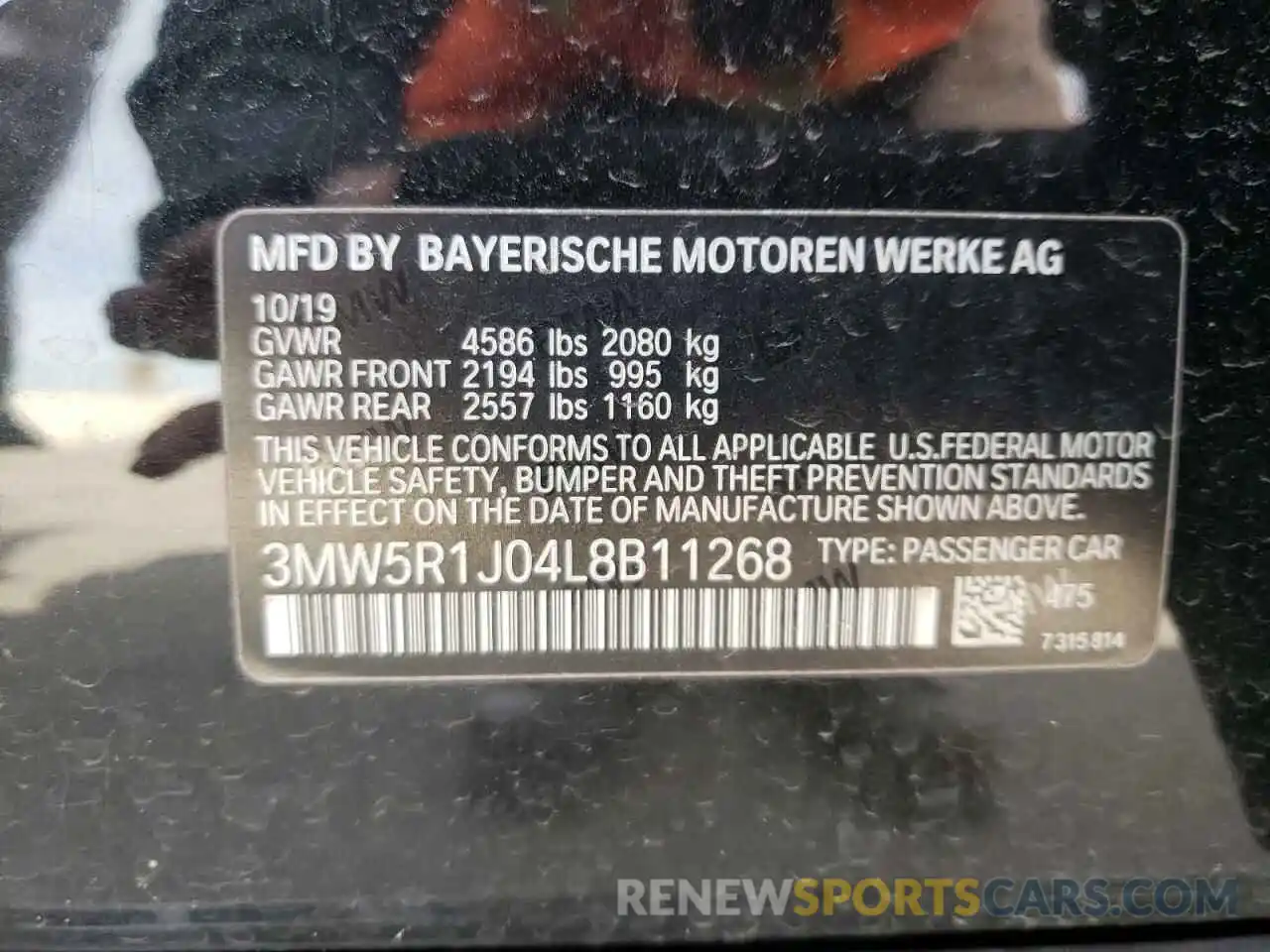 13 Photograph of a damaged car 3MW5R1J04L8B11268 BMW 3 SERIES 2020