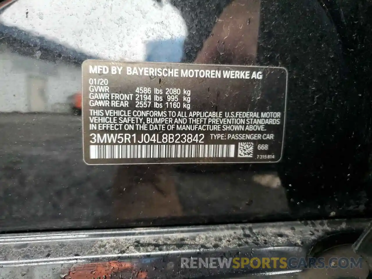 13 Фотография поврежденного автомобиля 3MW5R1J04L8B23842 BMW 3 SERIES 2020