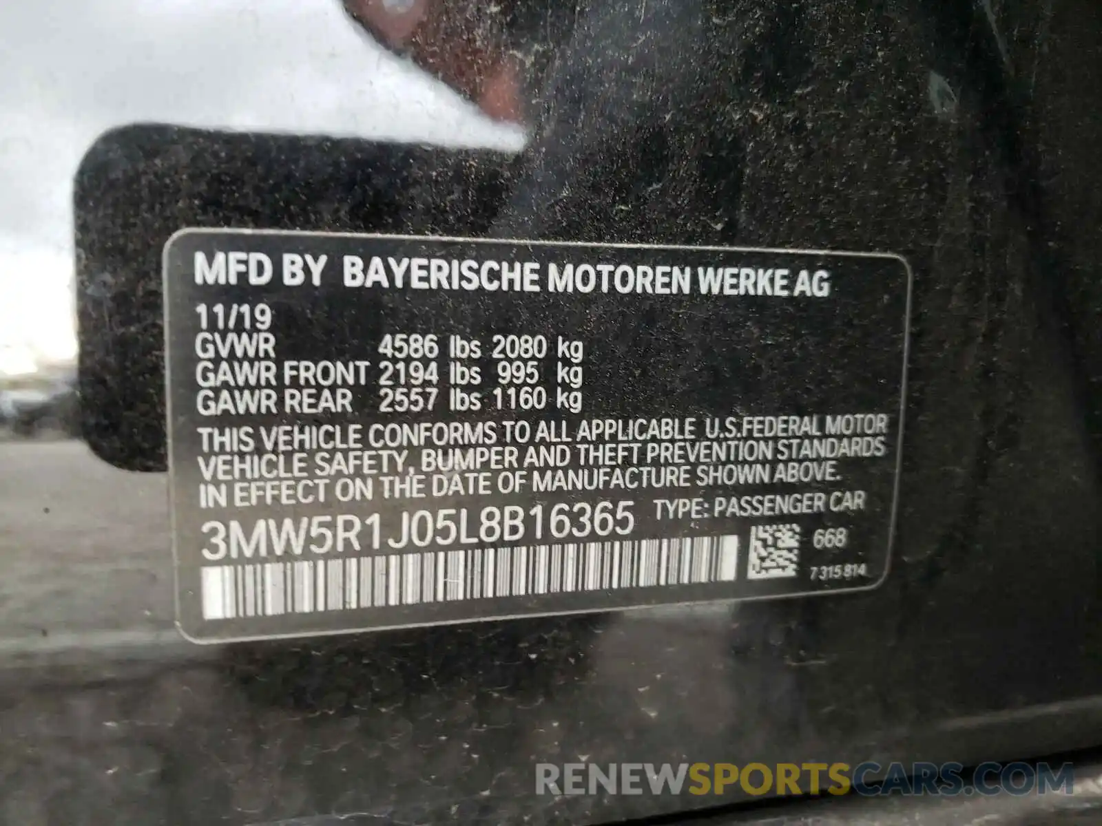 10 Photograph of a damaged car 3MW5R1J05L8B16365 BMW 3 SERIES 2020