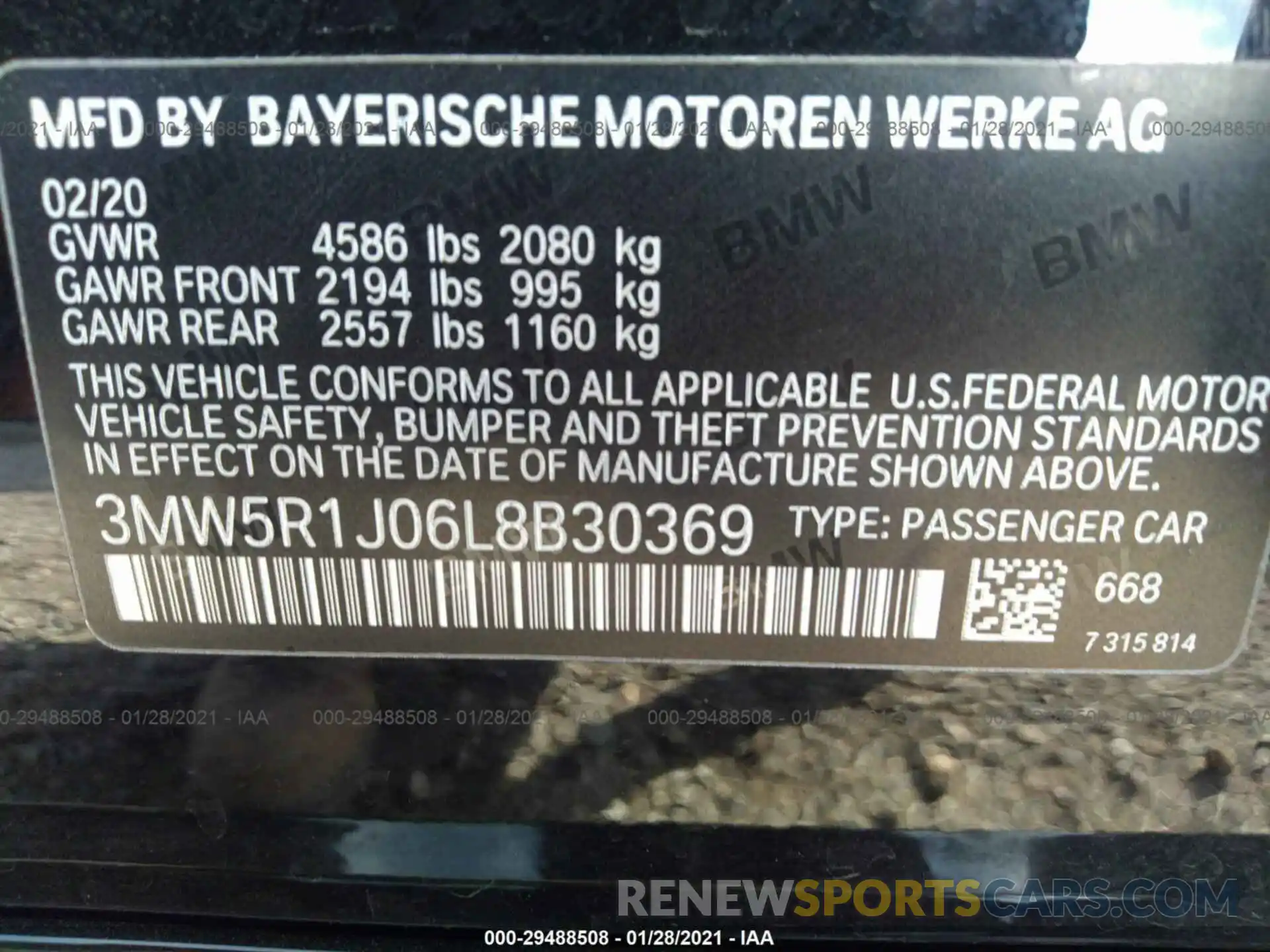 9 Photograph of a damaged car 3MW5R1J06L8B30369 BMW 3 SERIES 2020