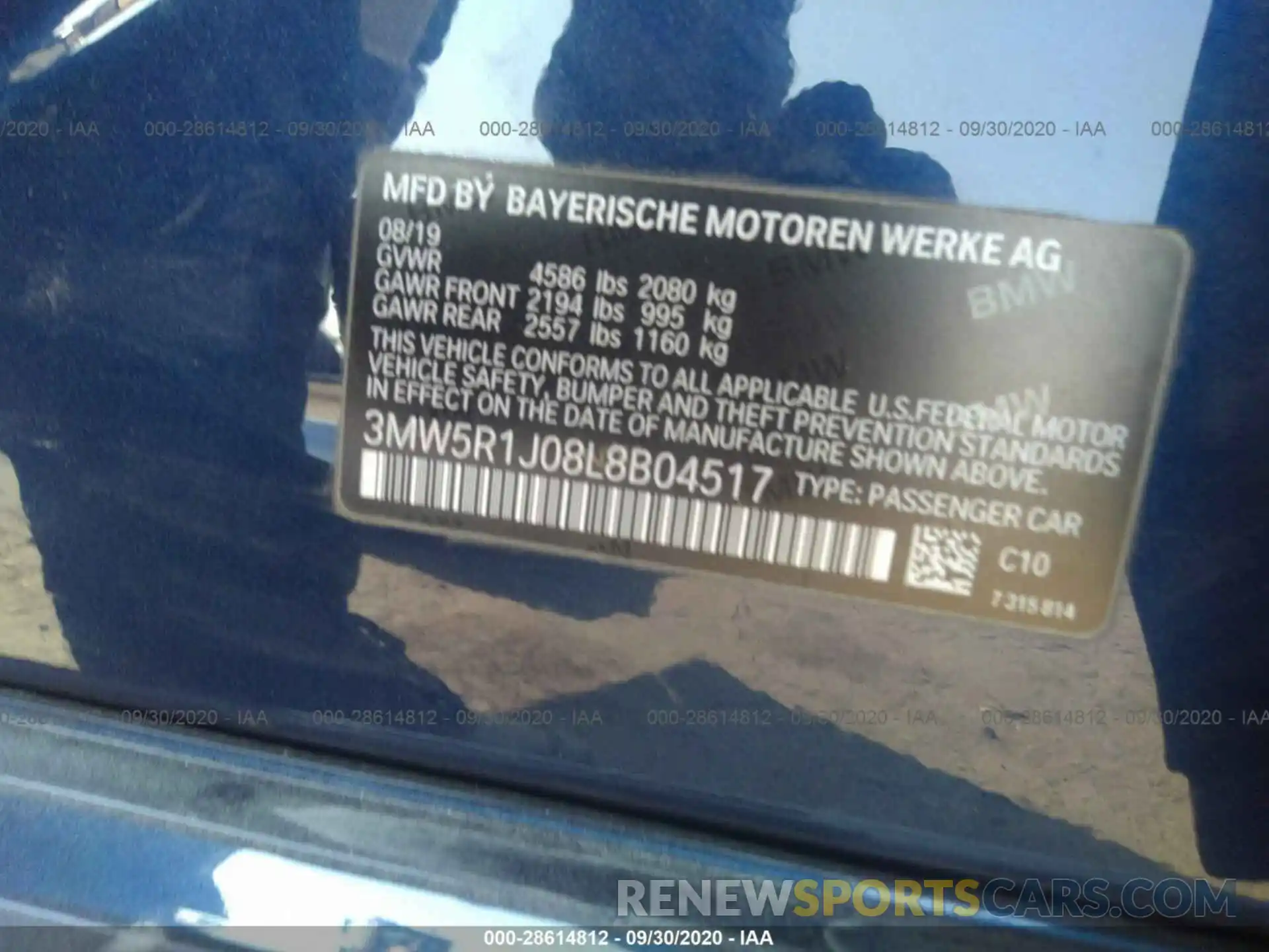 9 Photograph of a damaged car 3MW5R1J08L8B04517 BMW 3 SERIES 2020