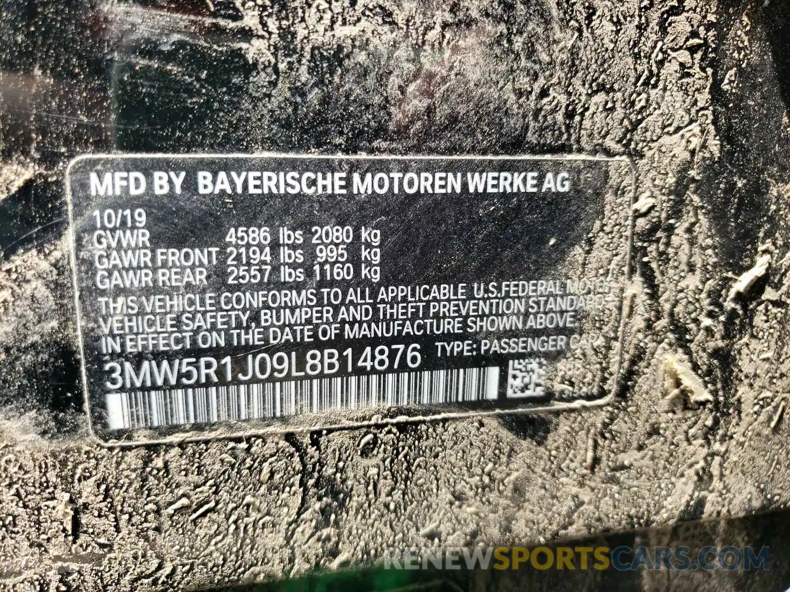 10 Photograph of a damaged car 3MW5R1J09L8B14876 BMW 3 SERIES 2020