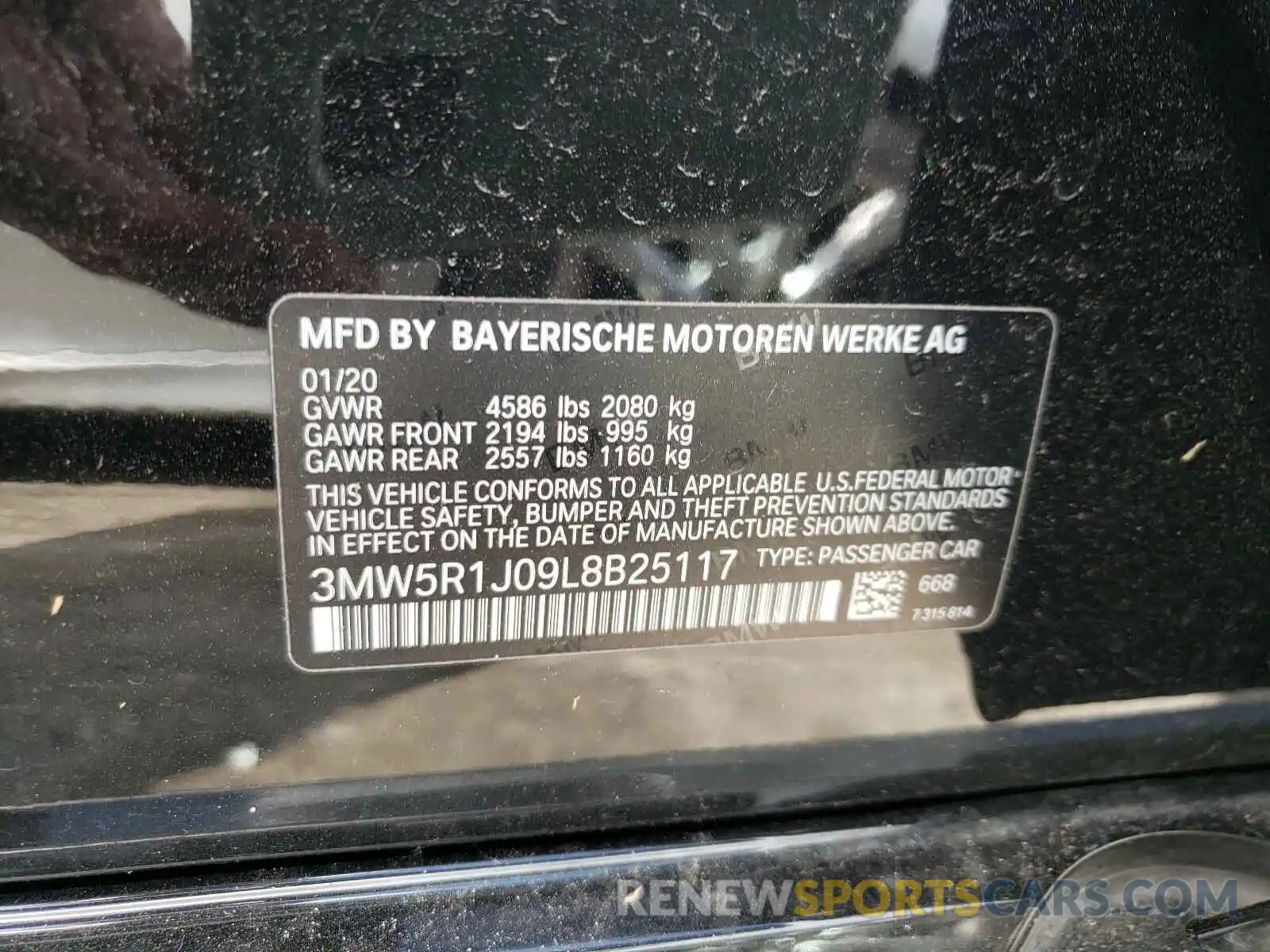 10 Photograph of a damaged car 3MW5R1J09L8B25117 BMW 3 SERIES 2020