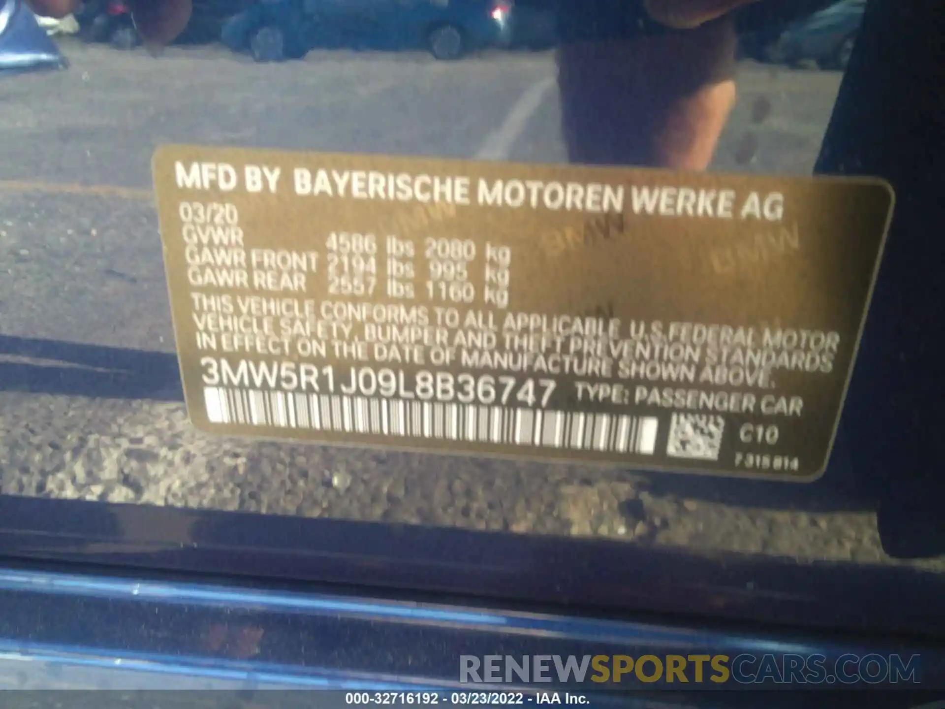 9 Фотография поврежденного автомобиля 3MW5R1J09L8B36747 BMW 3 SERIES 2020