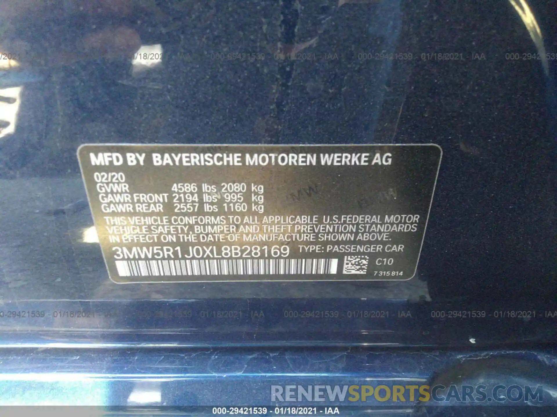 9 Photograph of a damaged car 3MW5R1J0XL8B28169 BMW 3 SERIES 2020