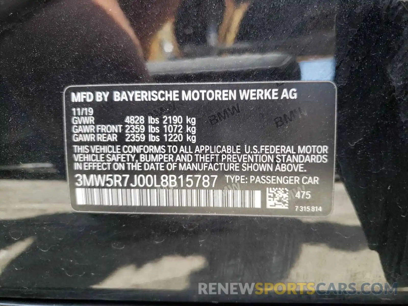 10 Photograph of a damaged car 3MW5R7J00L8B15787 BMW 3 SERIES 2020