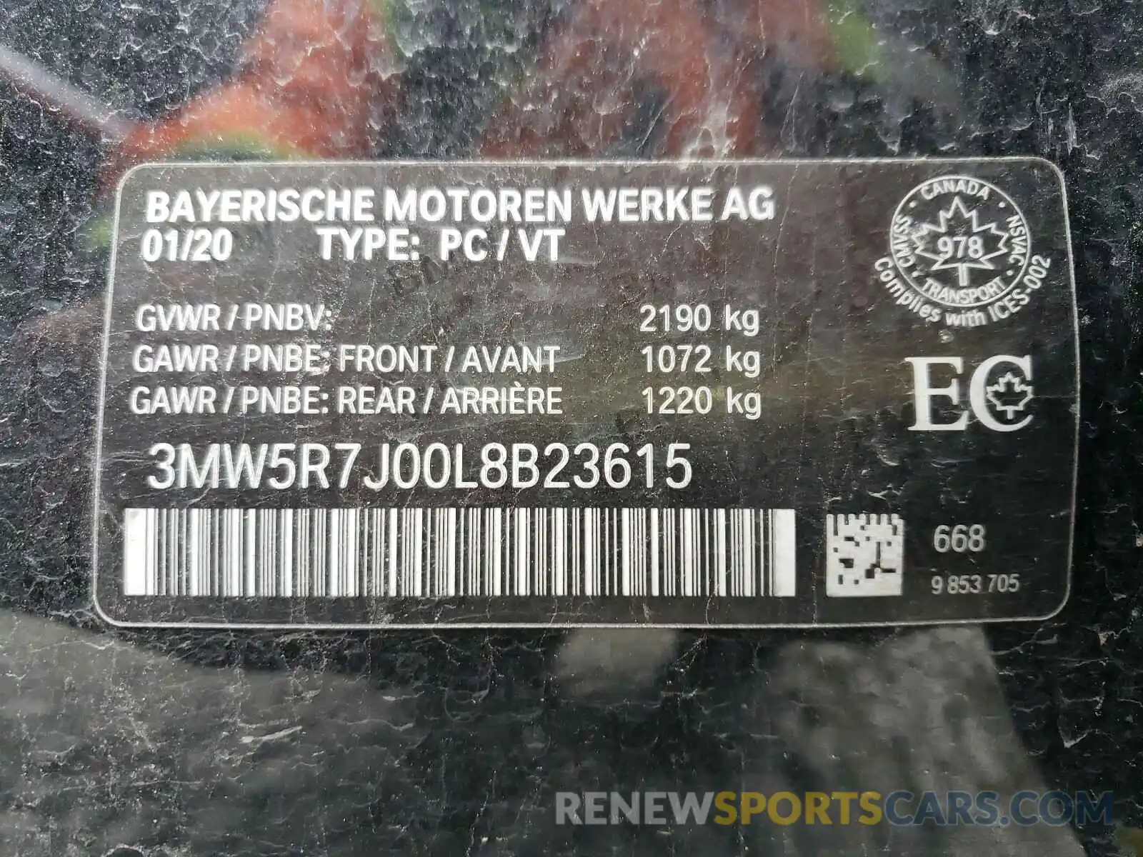10 Photograph of a damaged car 3MW5R7J00L8B23615 BMW 3 SERIES 2020