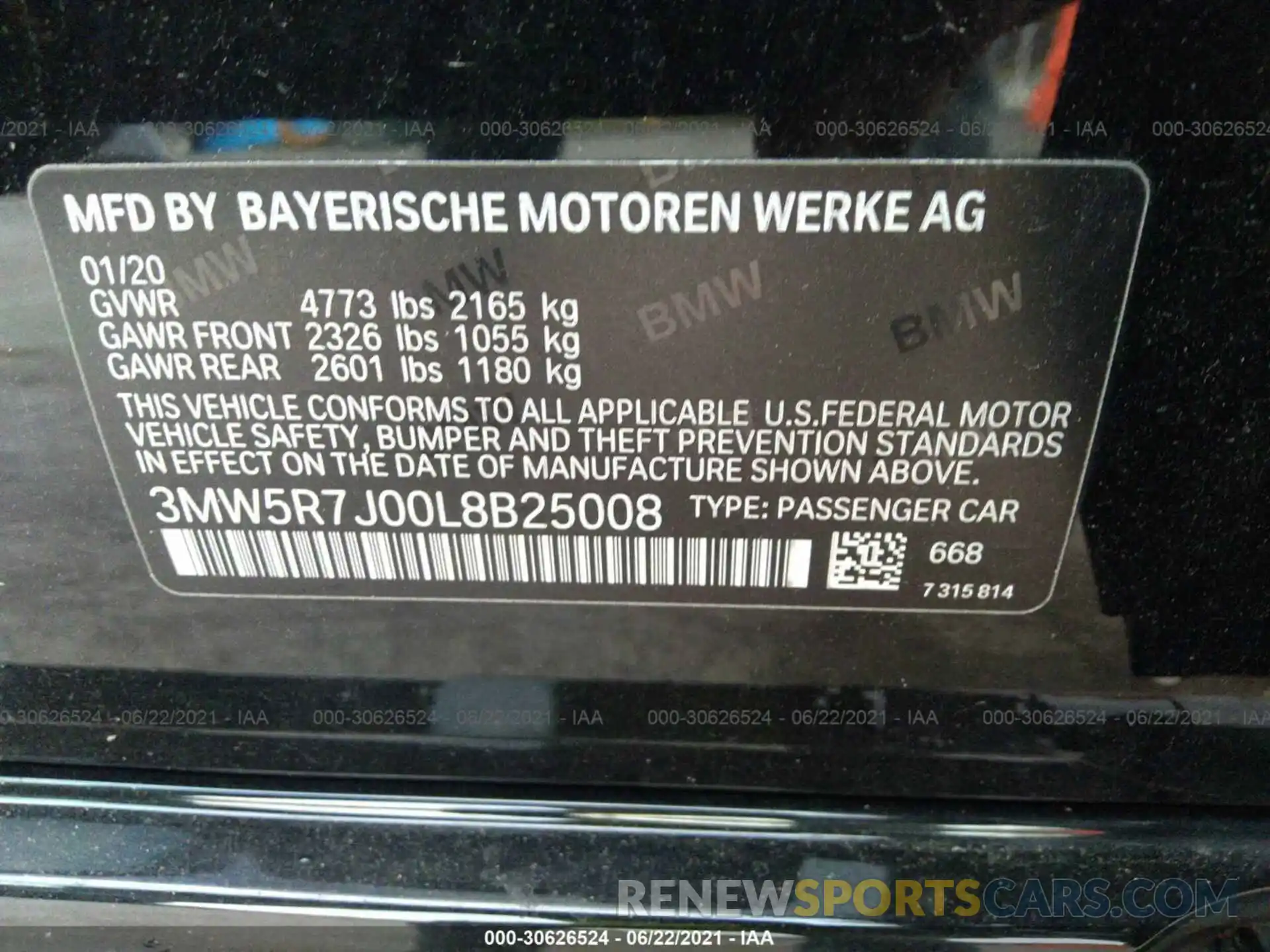 9 Photograph of a damaged car 3MW5R7J00L8B25008 BMW 3 SERIES 2020