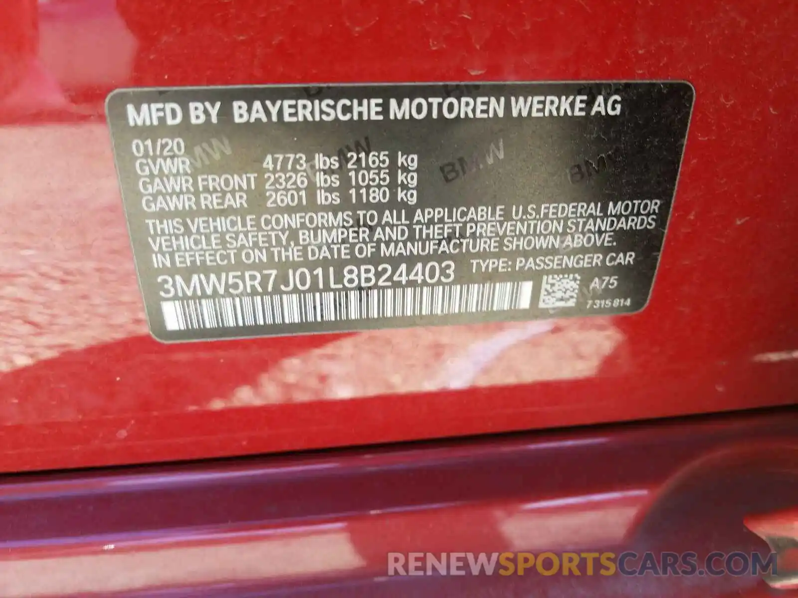 10 Photograph of a damaged car 3MW5R7J01L8B24403 BMW 3 SERIES 2020