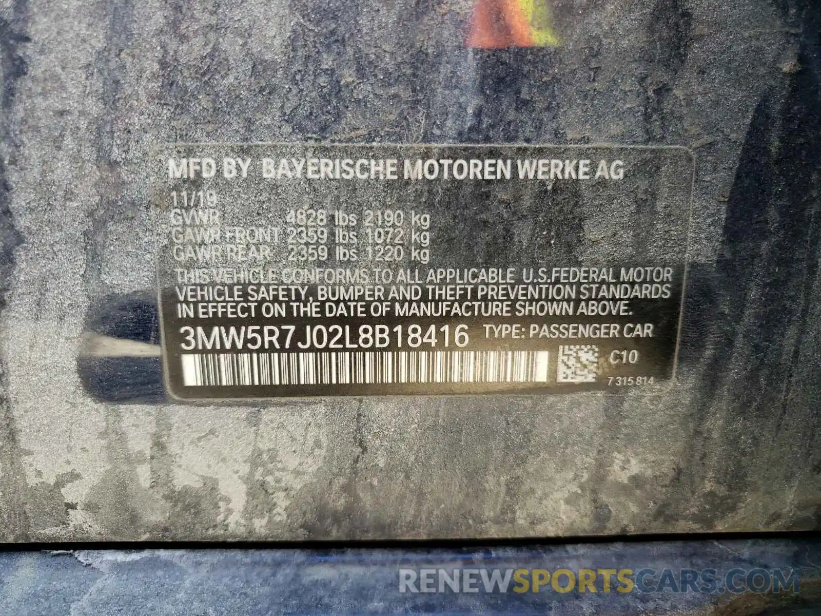 10 Photograph of a damaged car 3MW5R7J02L8B18416 BMW 3 SERIES 2020