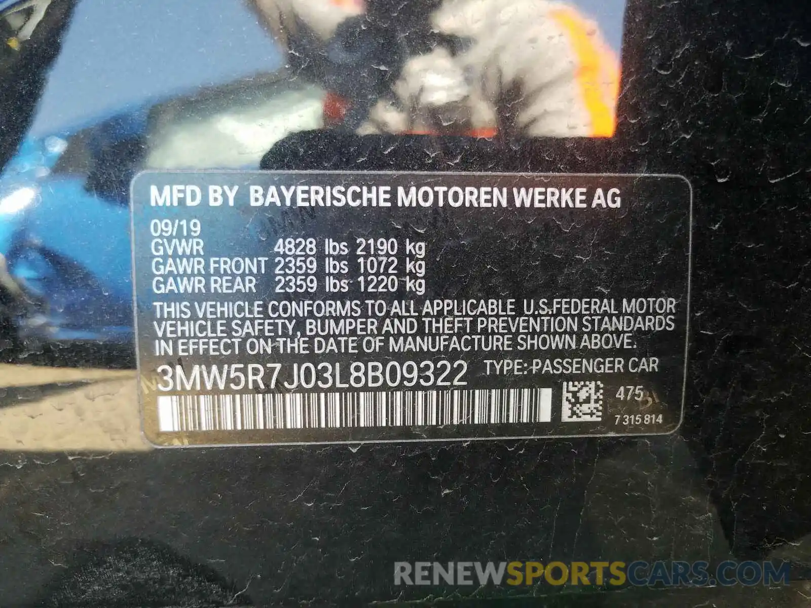 10 Photograph of a damaged car 3MW5R7J03L8B09322 BMW 3 SERIES 2020