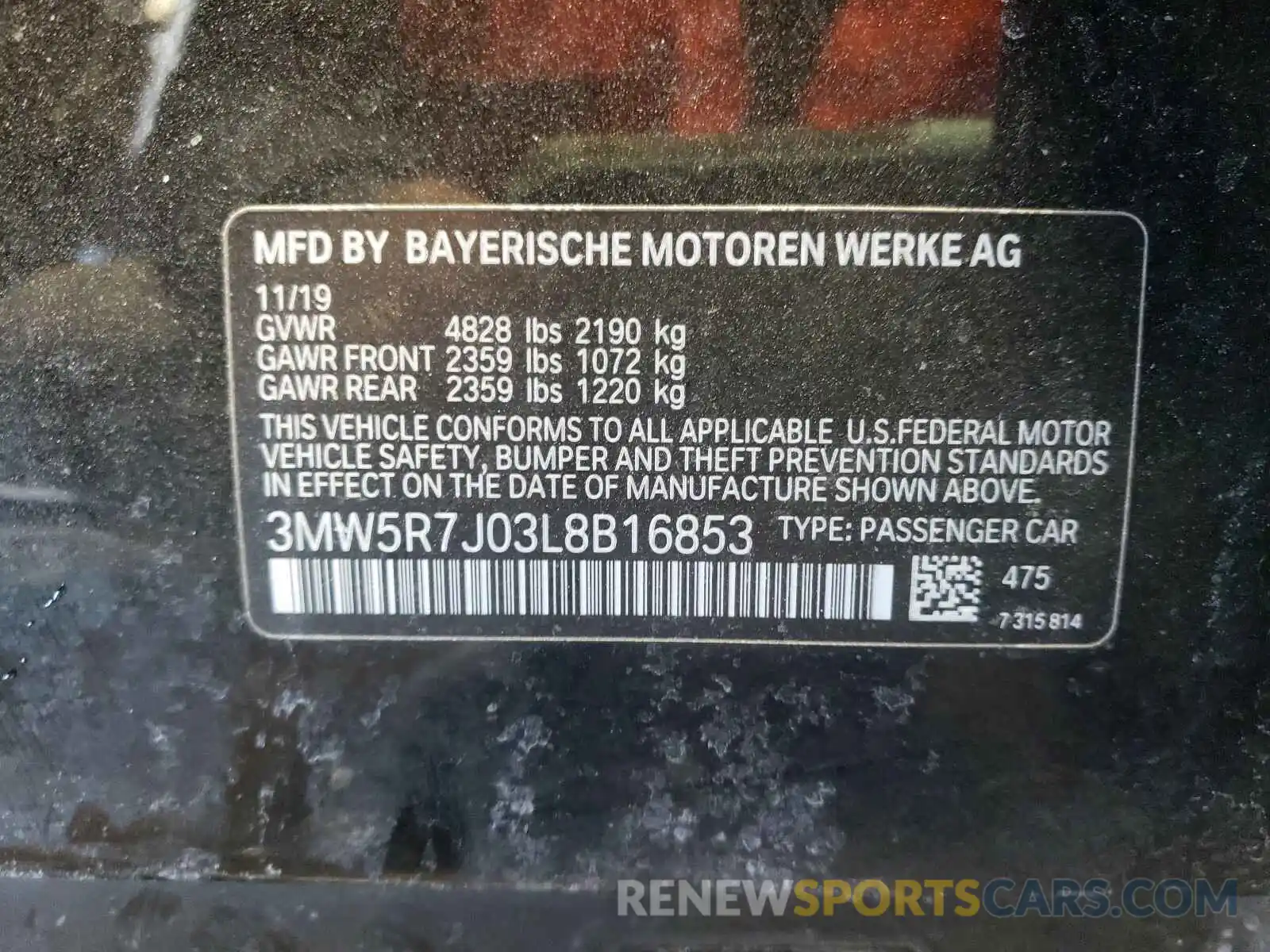 10 Photograph of a damaged car 3MW5R7J03L8B16853 BMW 3 SERIES 2020