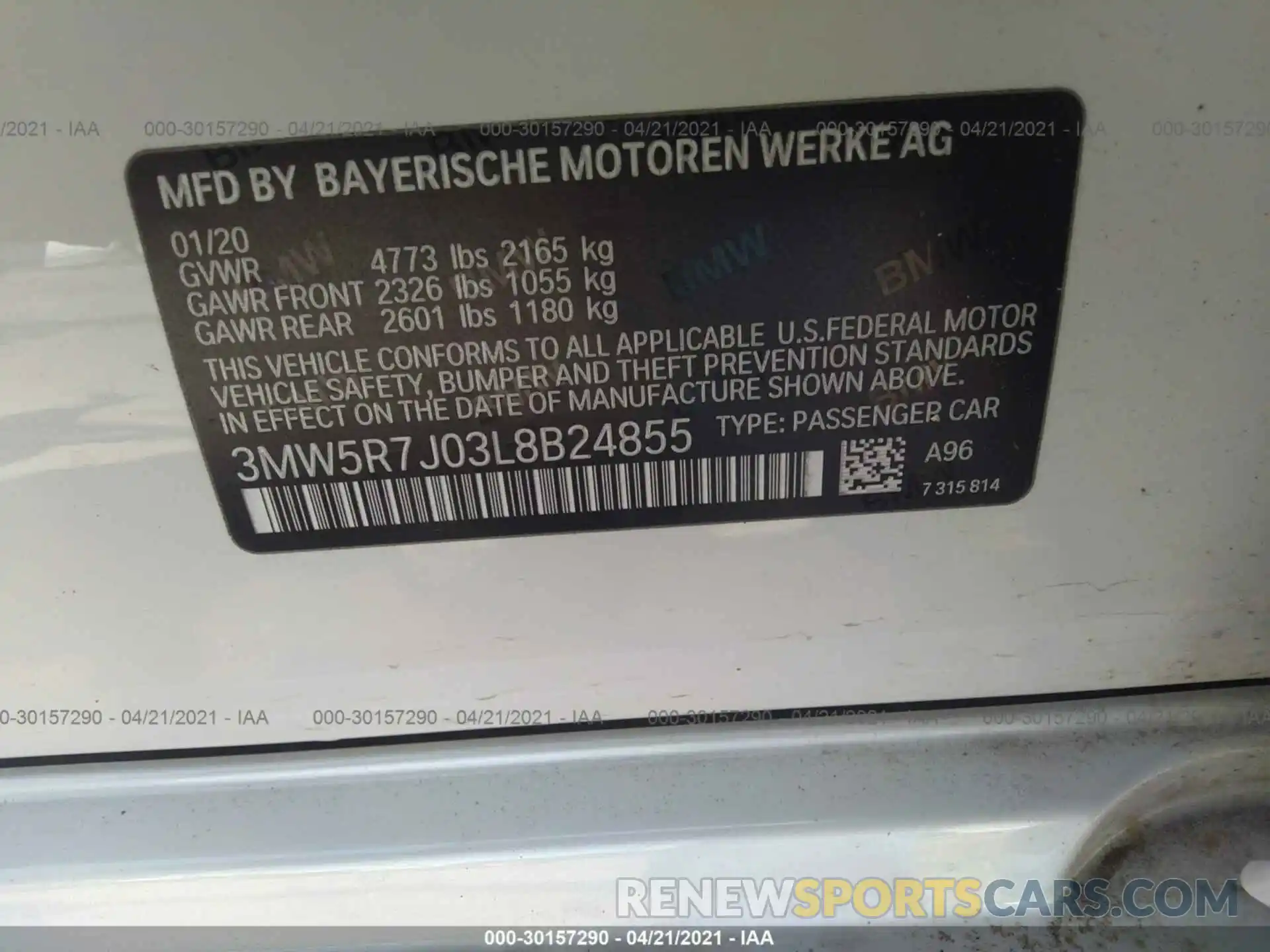 9 Photograph of a damaged car 3MW5R7J03L8B24855 BMW 3 SERIES 2020