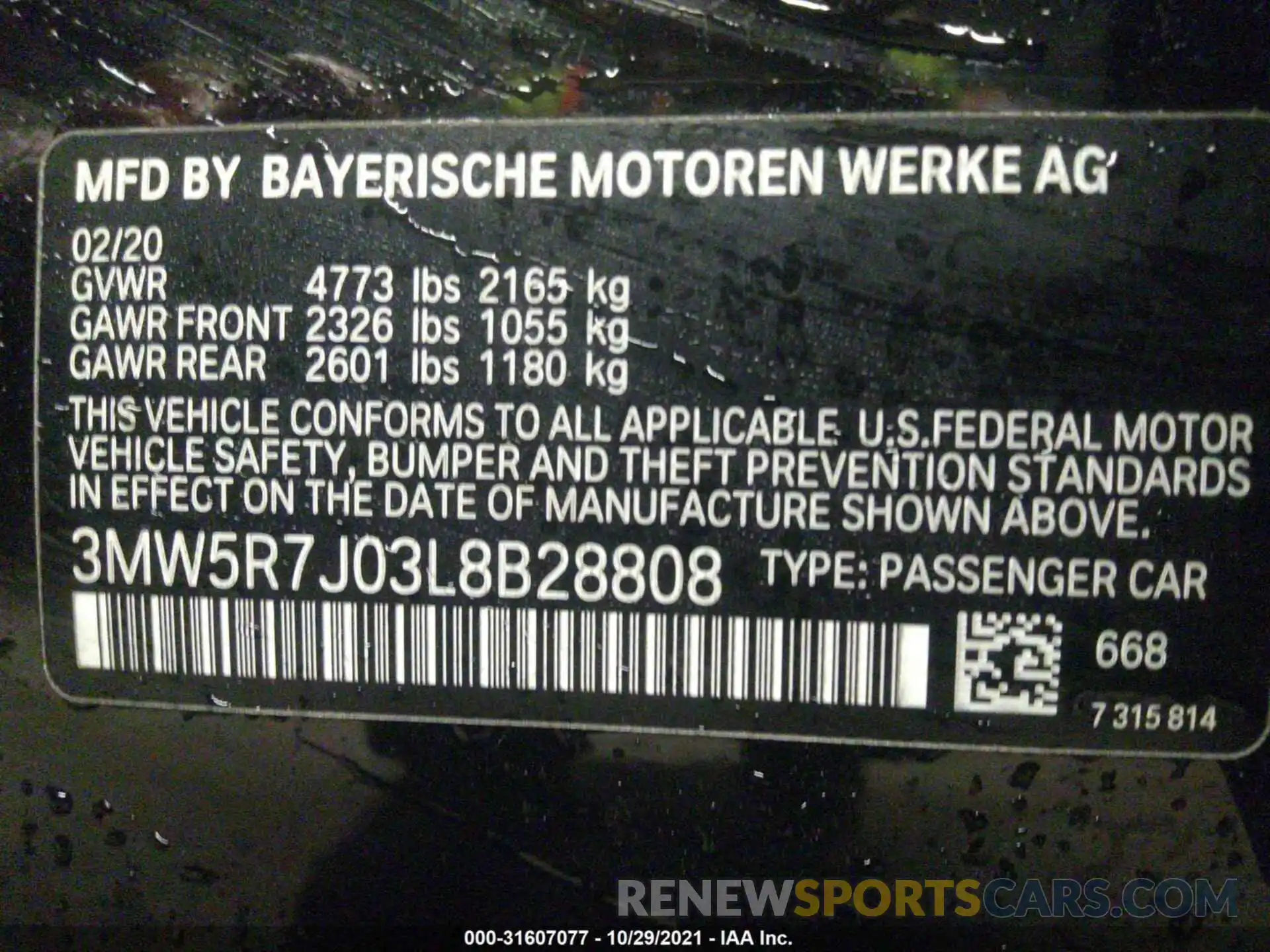 9 Photograph of a damaged car 3MW5R7J03L8B28808 BMW 3 SERIES 2020