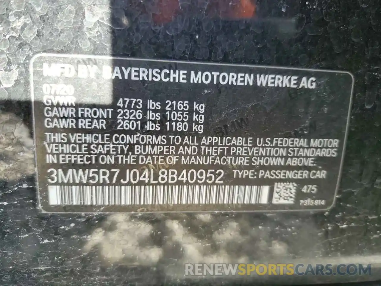 12 Photograph of a damaged car 3MW5R7J04L8B40952 BMW 3 SERIES 2020