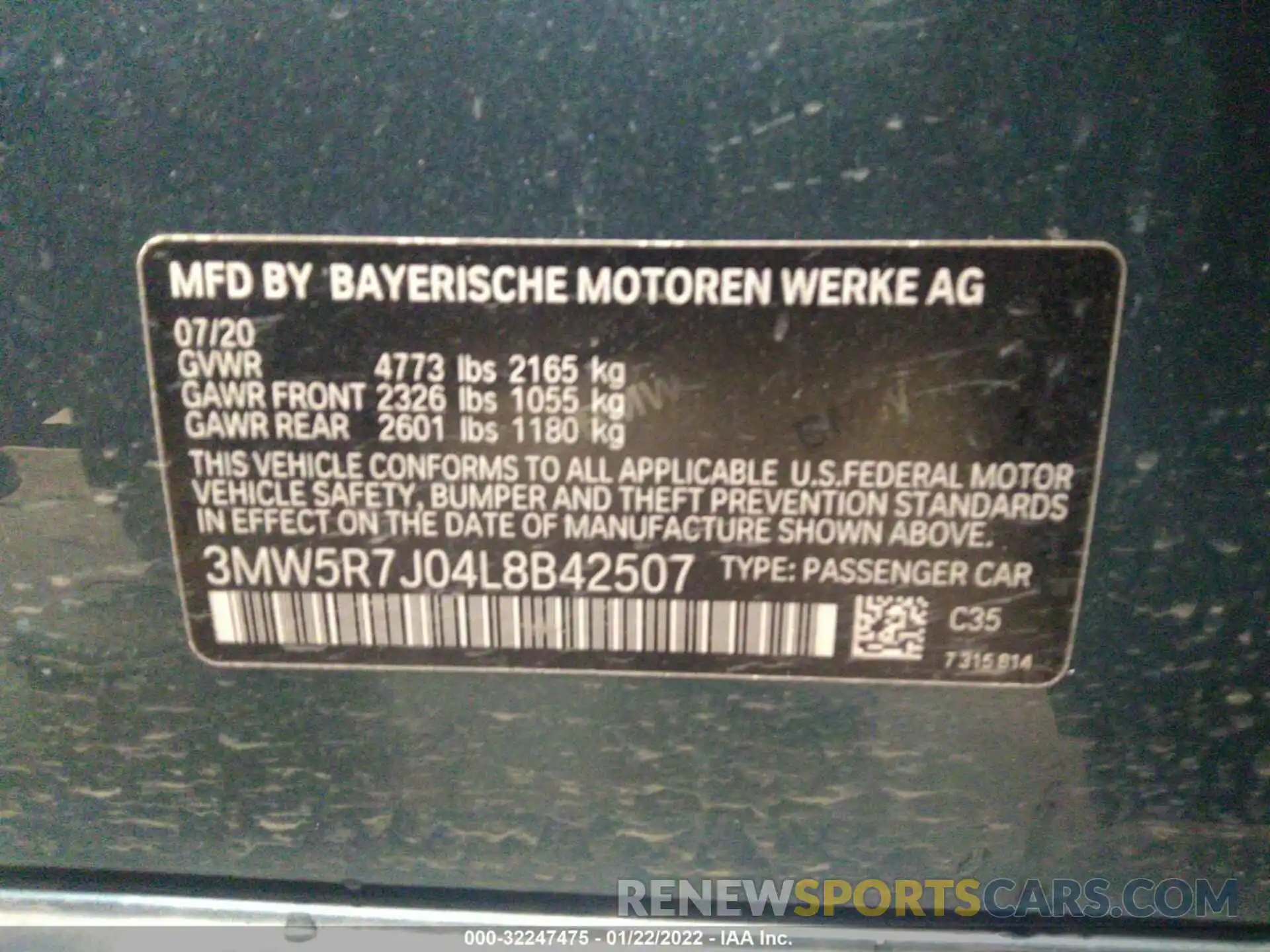 9 Фотография поврежденного автомобиля 3MW5R7J04L8B42507 BMW 3 SERIES 2020