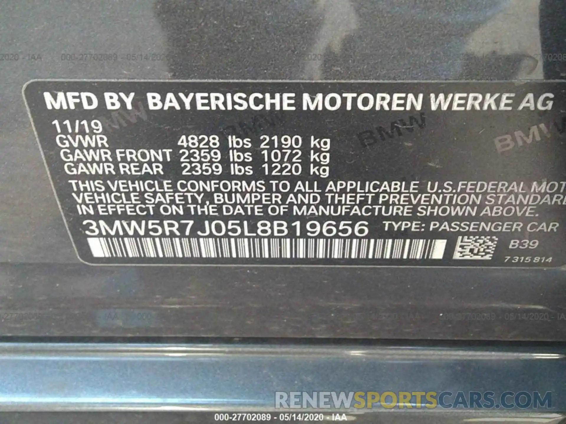 9 Photograph of a damaged car 3MW5R7J05L8B19656 BMW 3 SERIES 2020