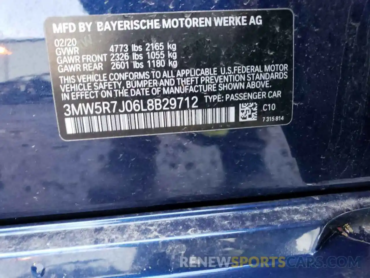 12 Photograph of a damaged car 3MW5R7J06L8B29712 BMW 3 SERIES 2020