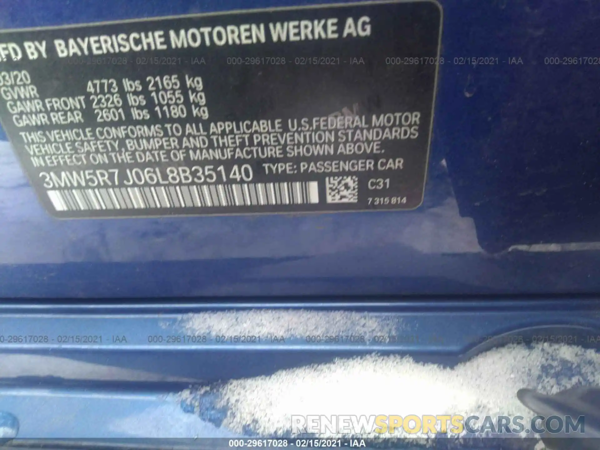 9 Photograph of a damaged car 3MW5R7J06L8B35140 BMW 3 SERIES 2020