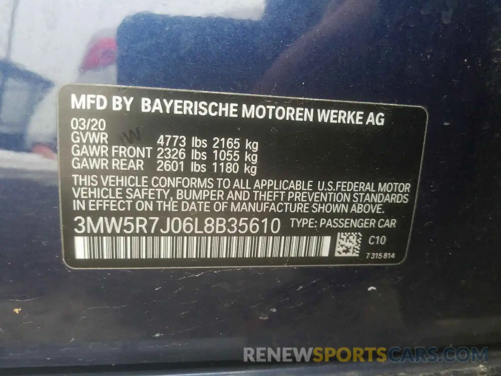 10 Photograph of a damaged car 3MW5R7J06L8B35610 BMW 3 SERIES 2020