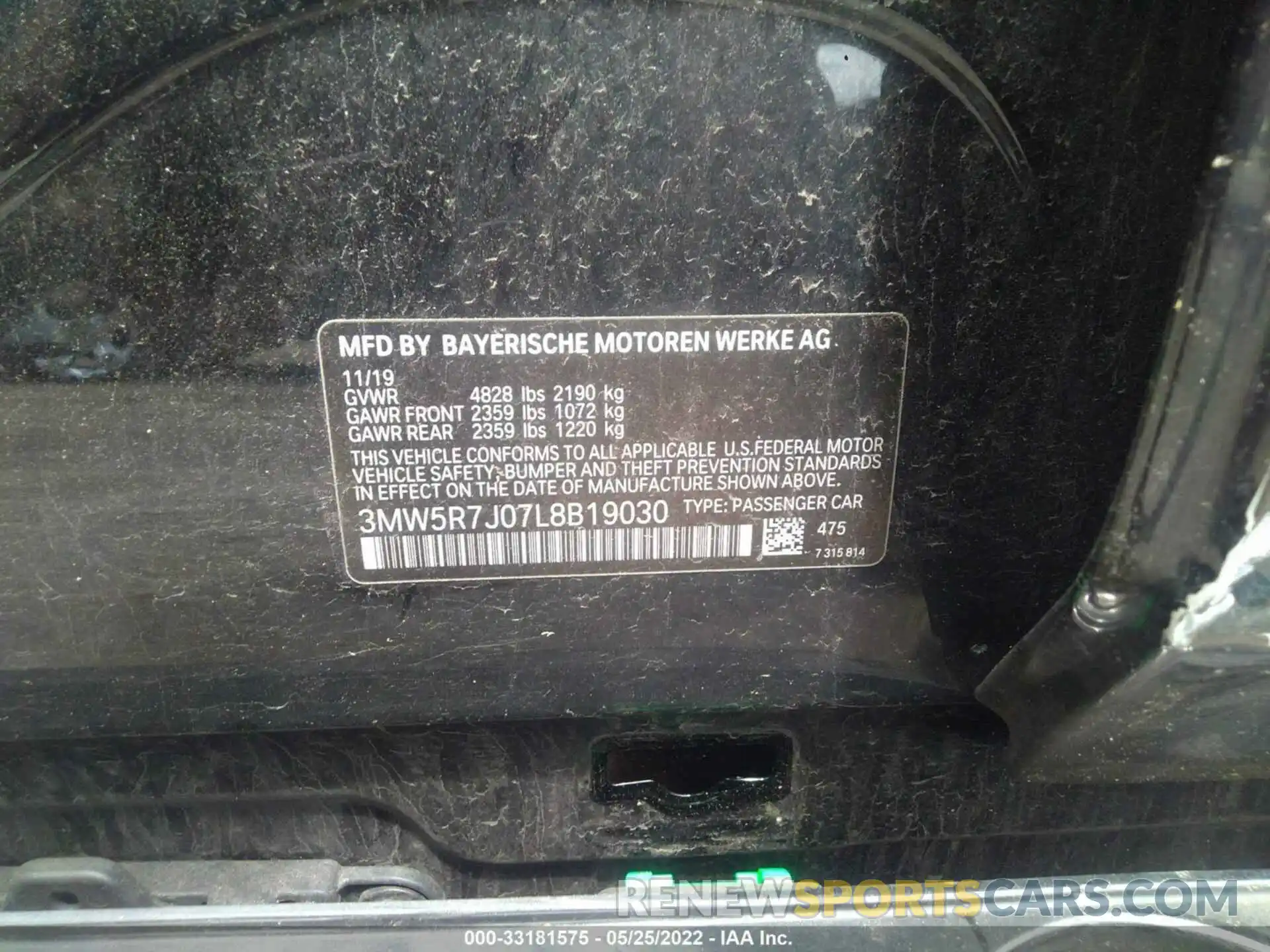 9 Фотография поврежденного автомобиля 3MW5R7J07L8B19030 BMW 3 SERIES 2020