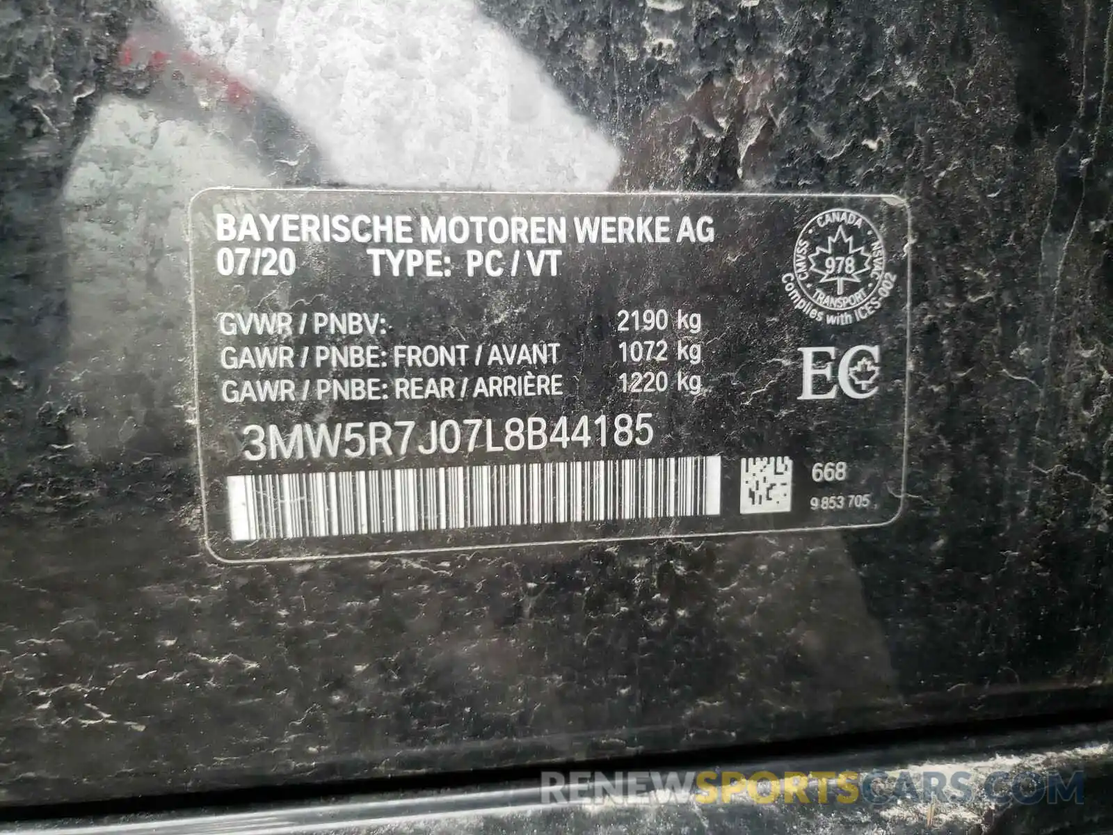 10 Photograph of a damaged car 3MW5R7J07L8B44185 BMW 3 SERIES 2020