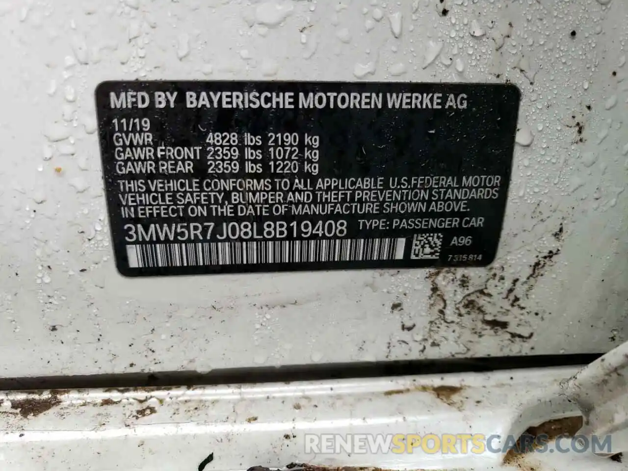 12 Фотография поврежденного автомобиля 3MW5R7J08L8B19408 BMW 3 SERIES 2020