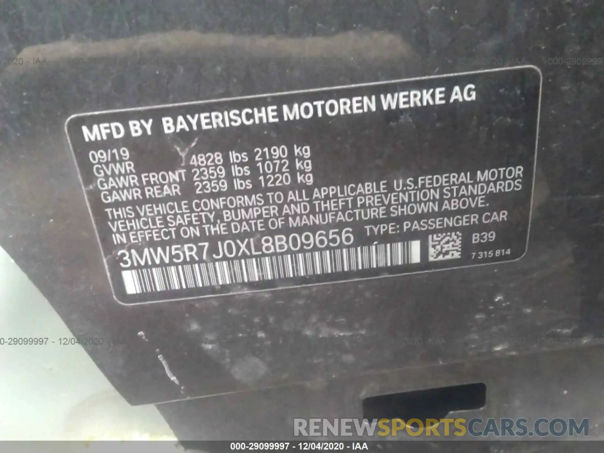 9 Photograph of a damaged car 3MW5R7J0XL8B09656 BMW 3 SERIES 2020