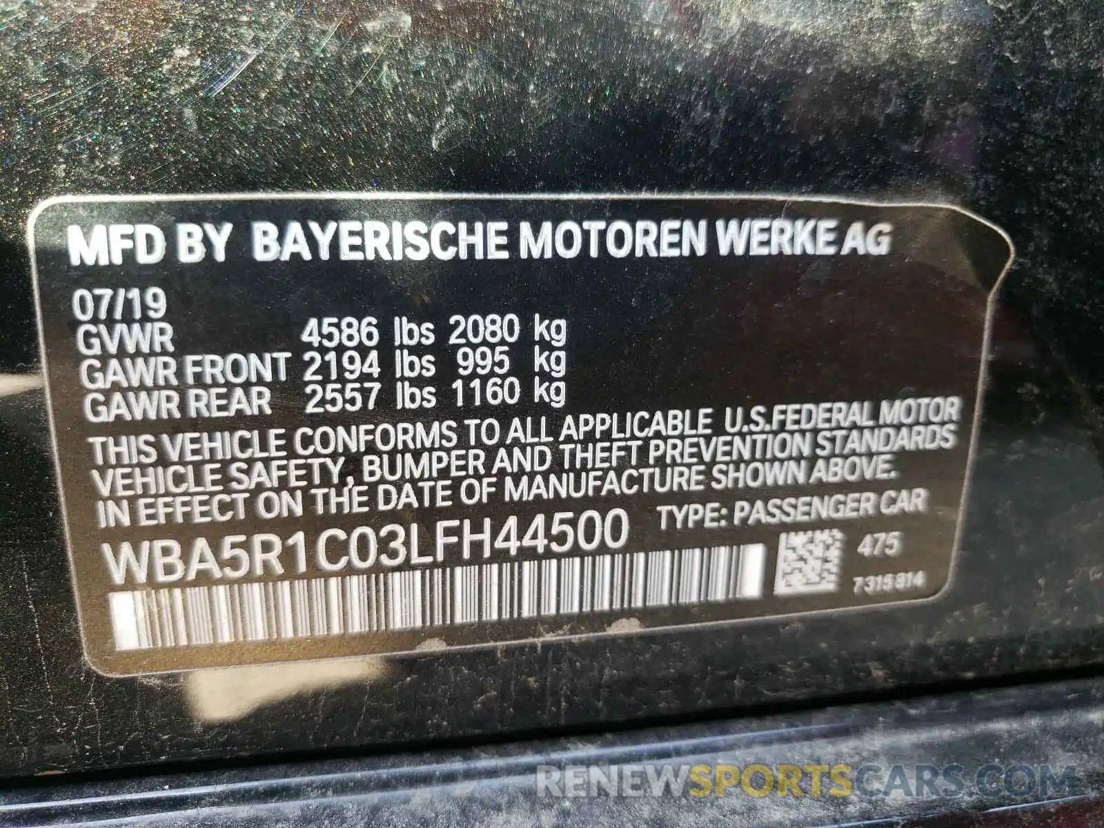 10 Фотография поврежденного автомобиля WBA5R1C03LFH44500 BMW 3 SERIES 2020