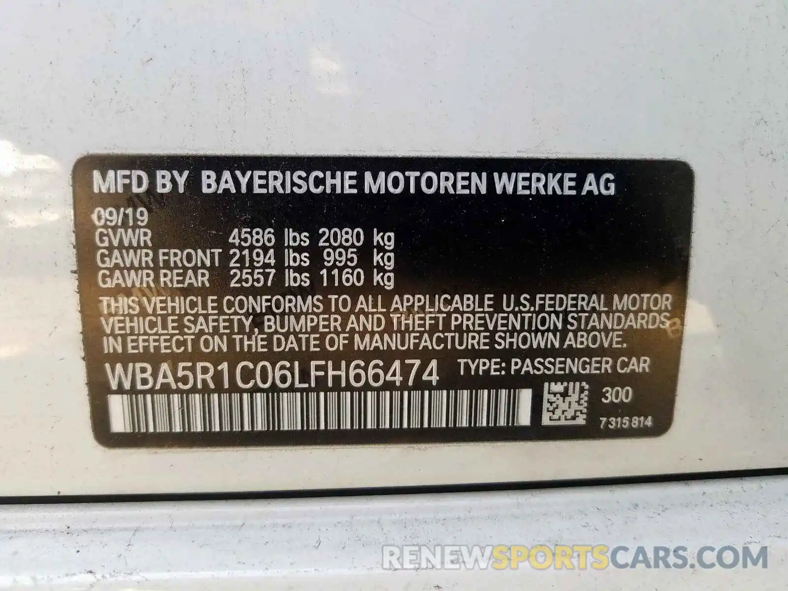 10 Photograph of a damaged car WBA5R1C06LFH66474 BMW 3 SERIES 2020