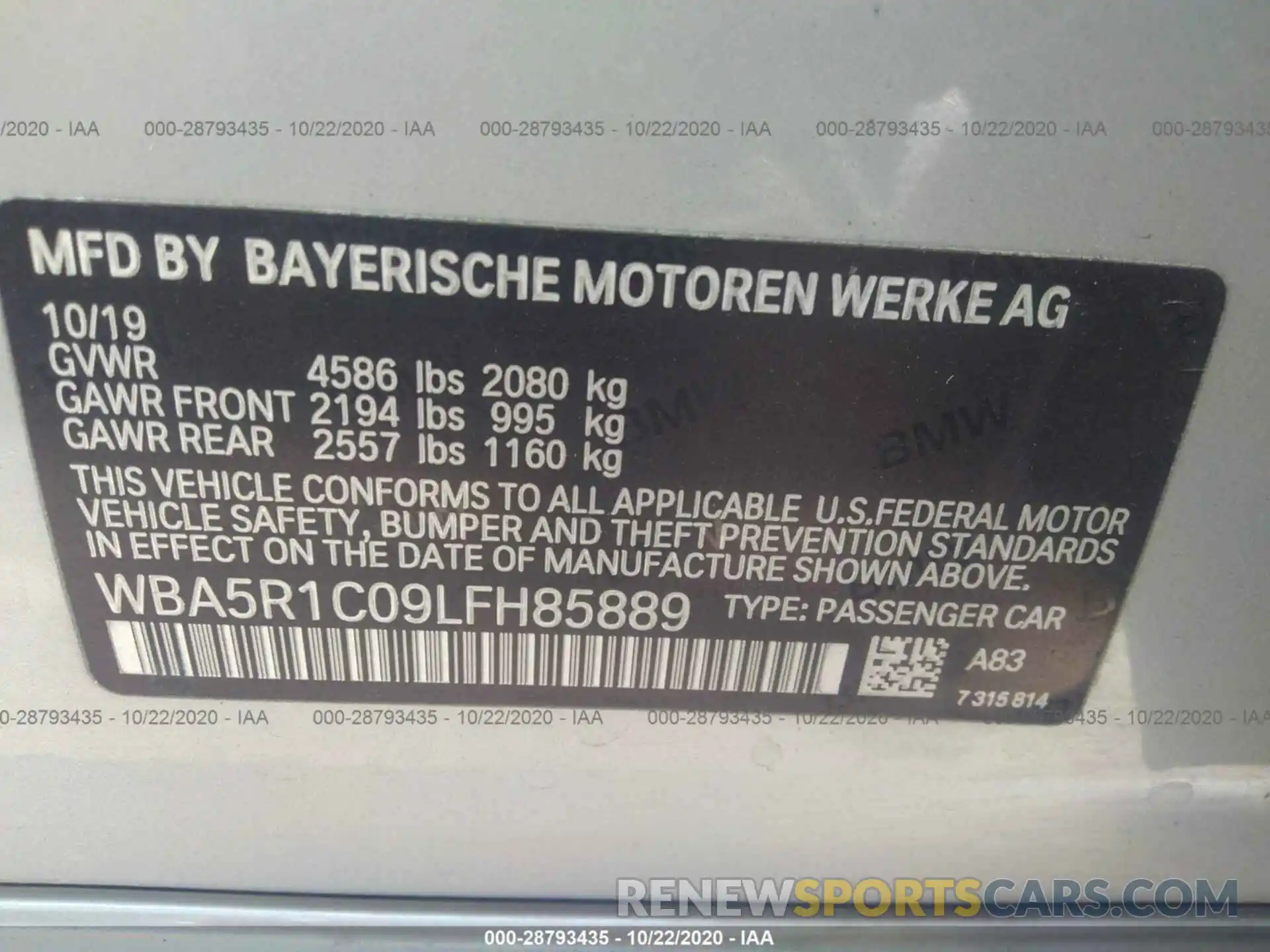 9 Photograph of a damaged car WBA5R1C09LFH85889 BMW 3 SERIES 2020