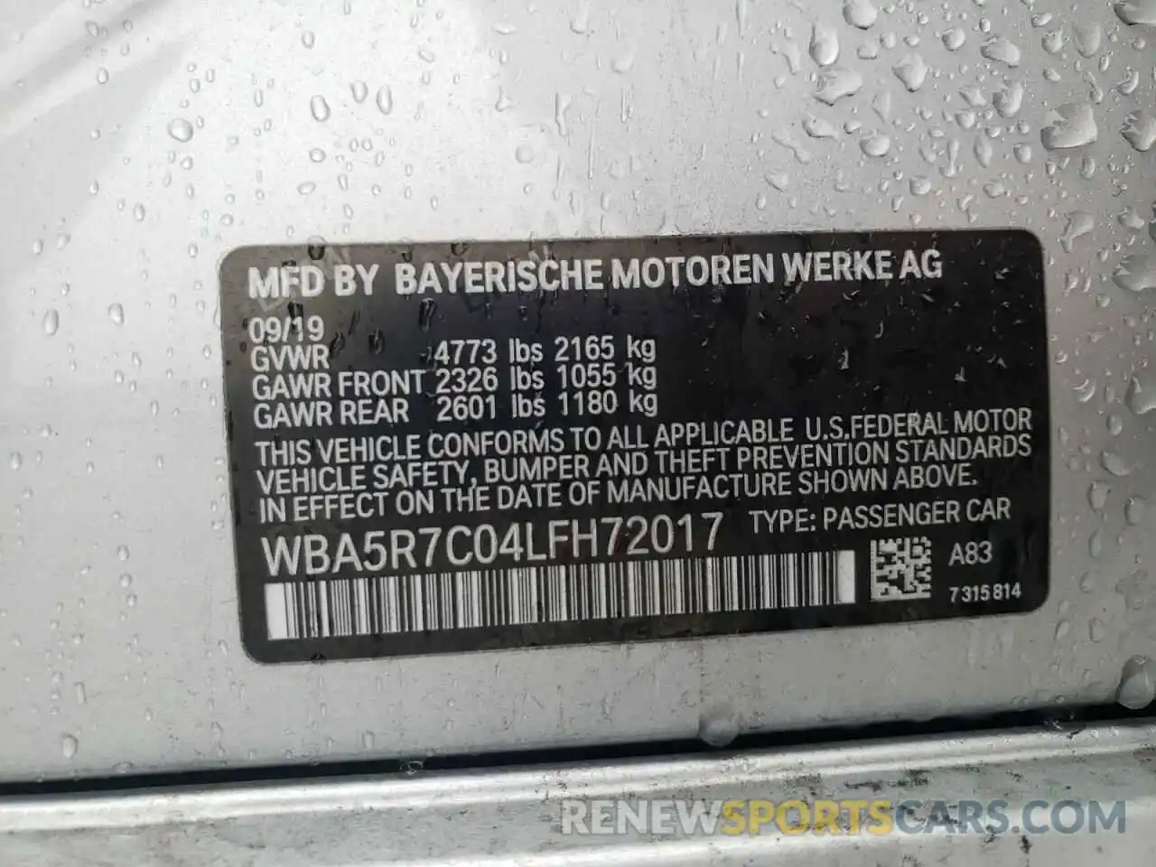 10 Фотография поврежденного автомобиля WBA5R7C04LFH72017 BMW 3 SERIES 2020