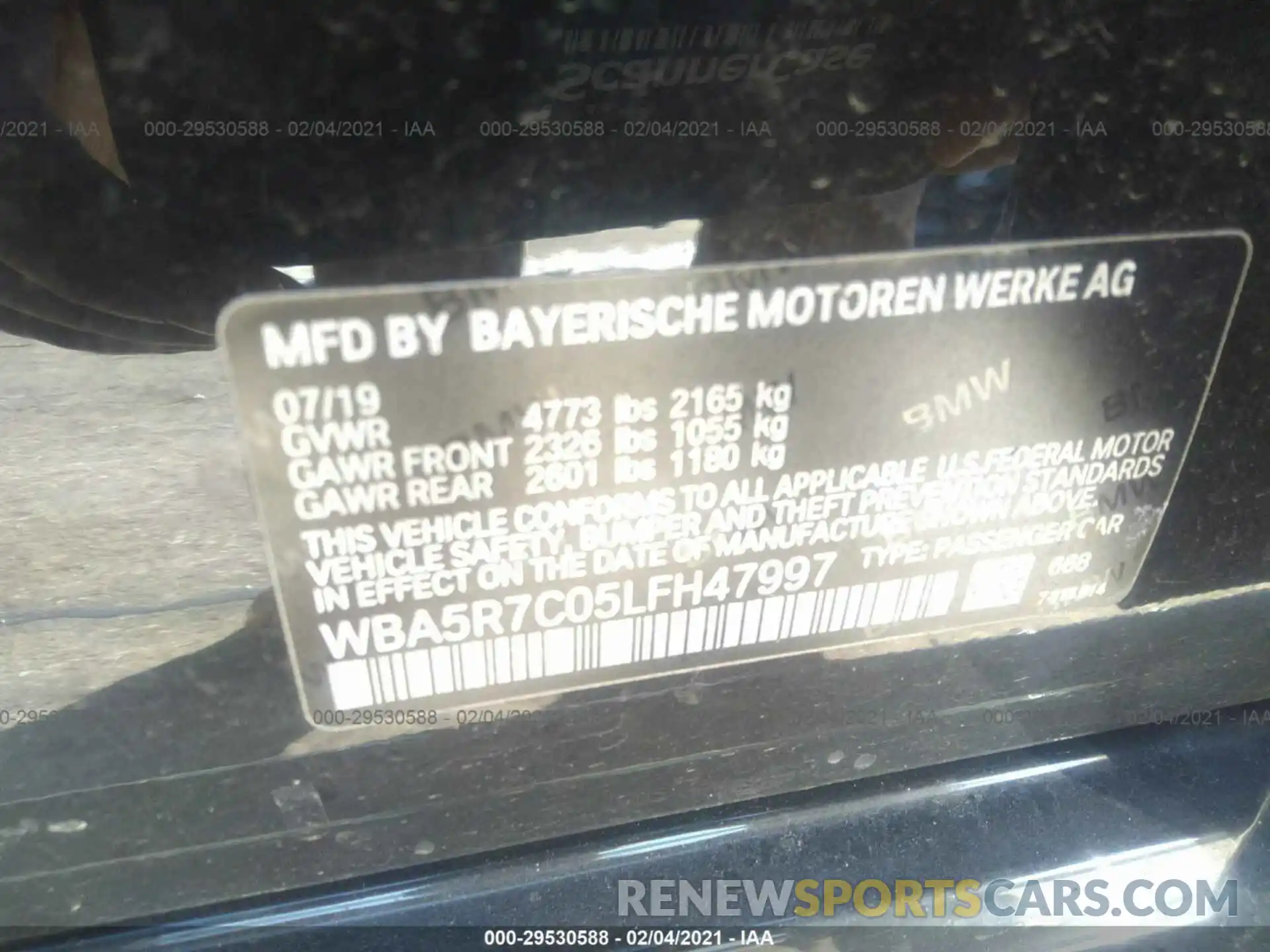 9 Photograph of a damaged car WBA5R7C05LFH47997 BMW 3 SERIES 2020