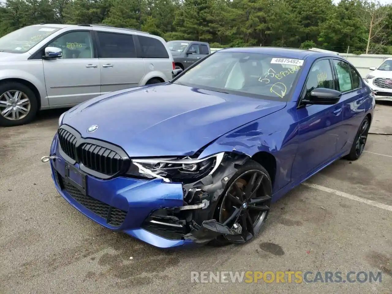 2 Photograph of a damaged car 3MW5R7J00M8B93696 BMW 3 SERIES 2021