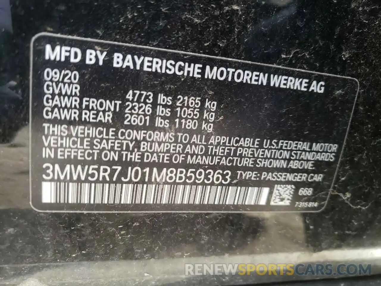 10 Фотография поврежденного автомобиля 3MW5R7J01M8B59363 BMW 3 SERIES 2021