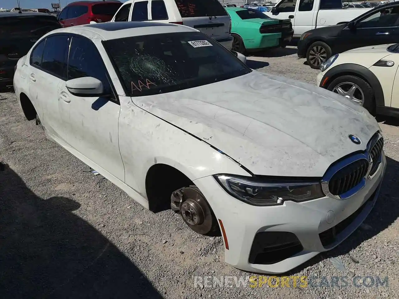 1 Photograph of a damaged car 3MW5R1J08N8C28435 BMW 3 SERIES 2022