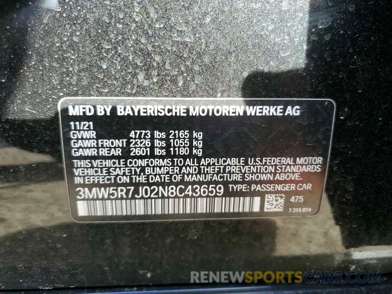 12 Фотография поврежденного автомобиля 3MW5R7J02N8C43659 BMW 3 SERIES 2022