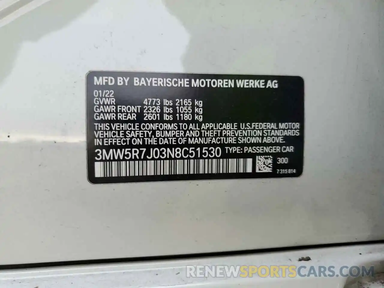 12 Фотография поврежденного автомобиля 3MW5R7J03N8C51530 BMW 3 SERIES 2022