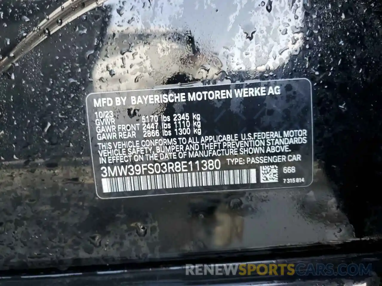 12 Photograph of a damaged car 3MW39FS03R8E11380 BMW 3 SERIES 2024