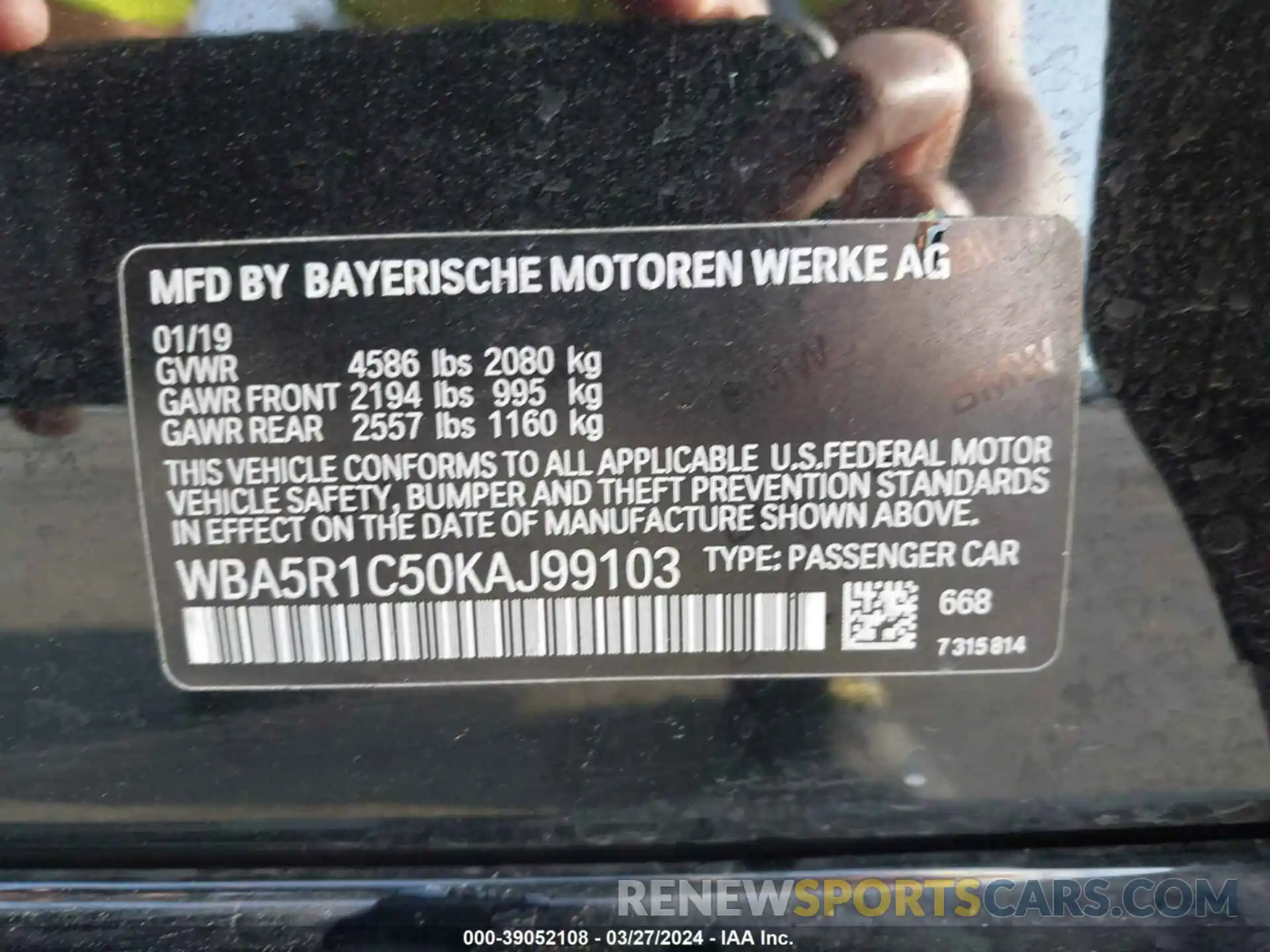 9 Фотография поврежденного автомобиля WBA5R1C50KAJ99103 BMW 330I 2019