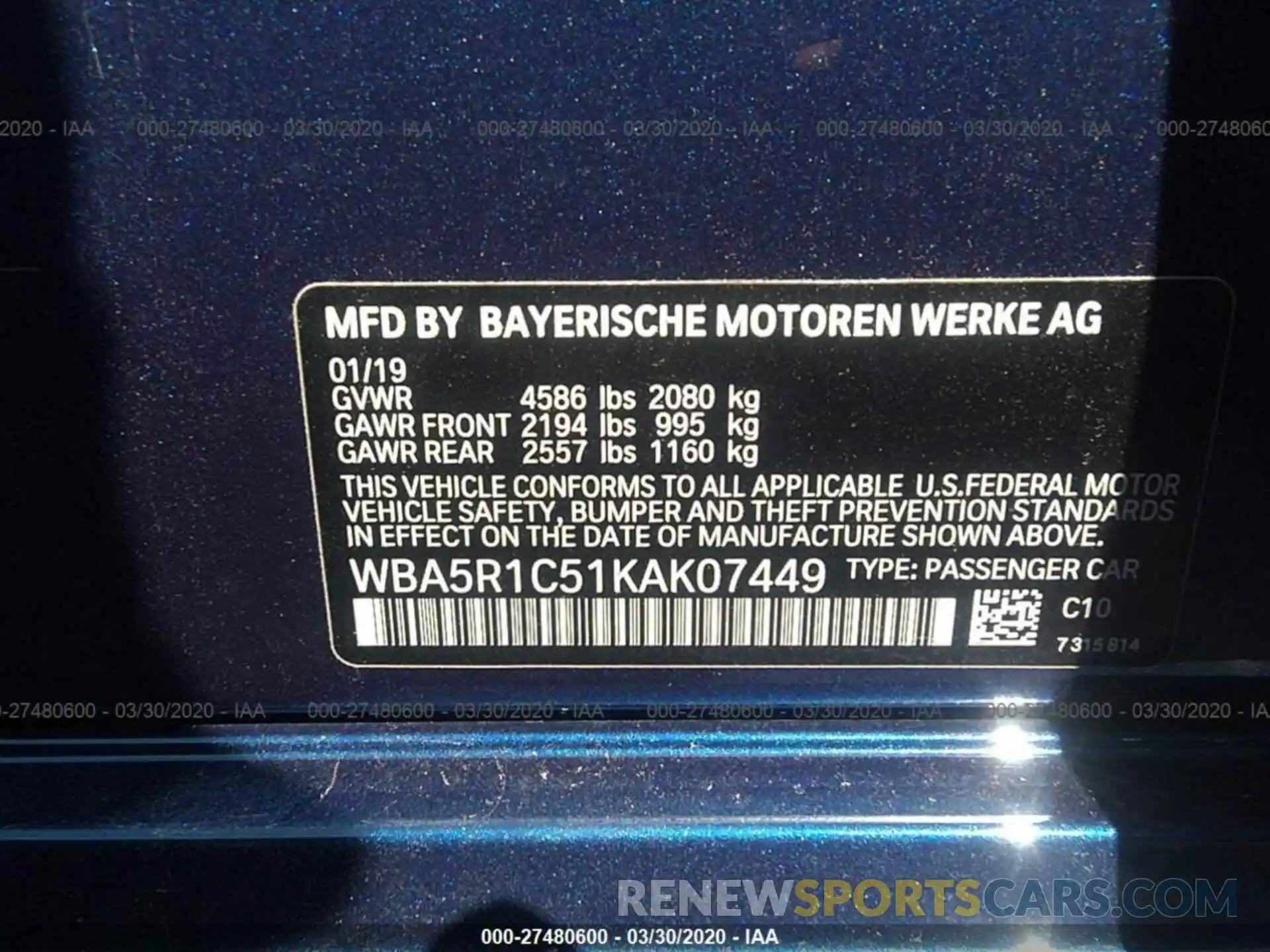 9 Photograph of a damaged car WBA5R1C51KAK07449 BMW 330I 2019