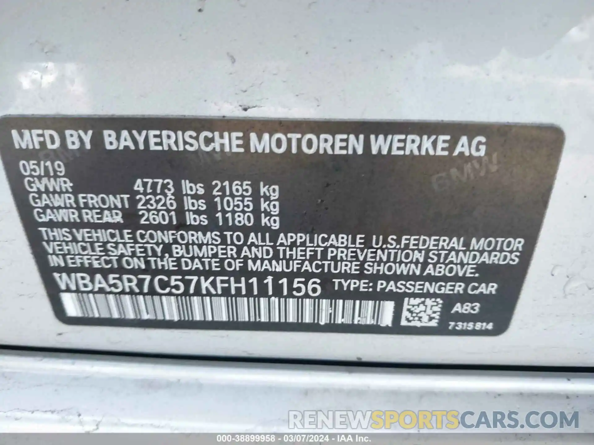 9 Photograph of a damaged car WBA5R7C57KFH11156 BMW 330I 2019