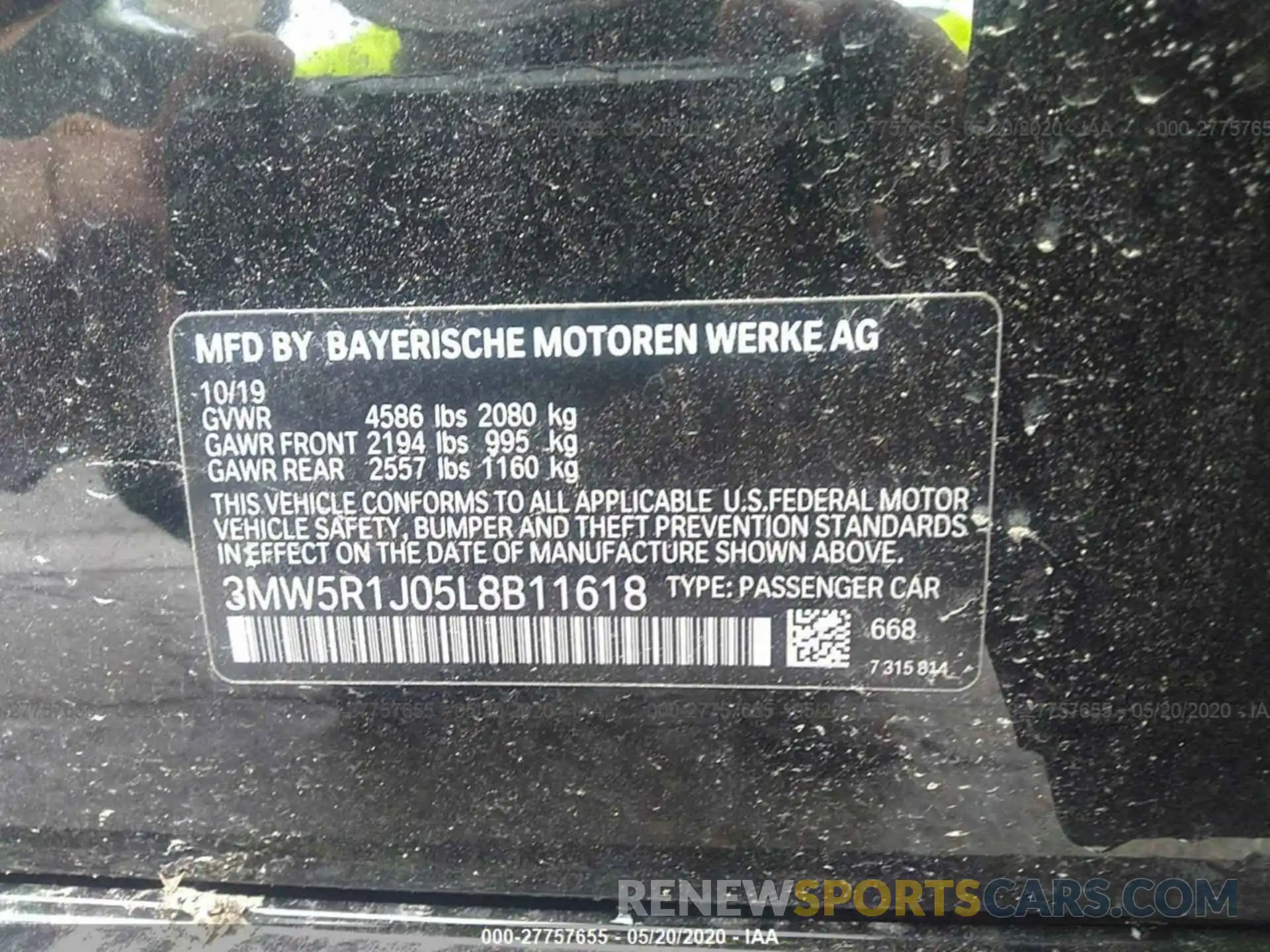 9 Фотография поврежденного автомобиля 3MW5R1J05L8B11618 BMW 330I 2020