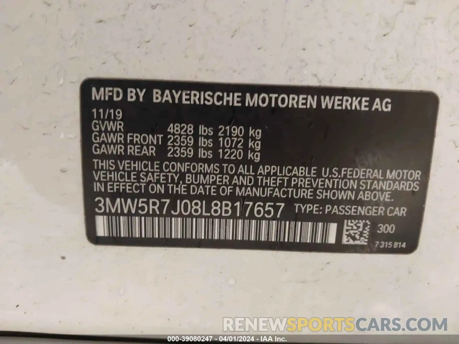 9 Photograph of a damaged car 3MW5R7J08L8B17657 BMW 330I 2020