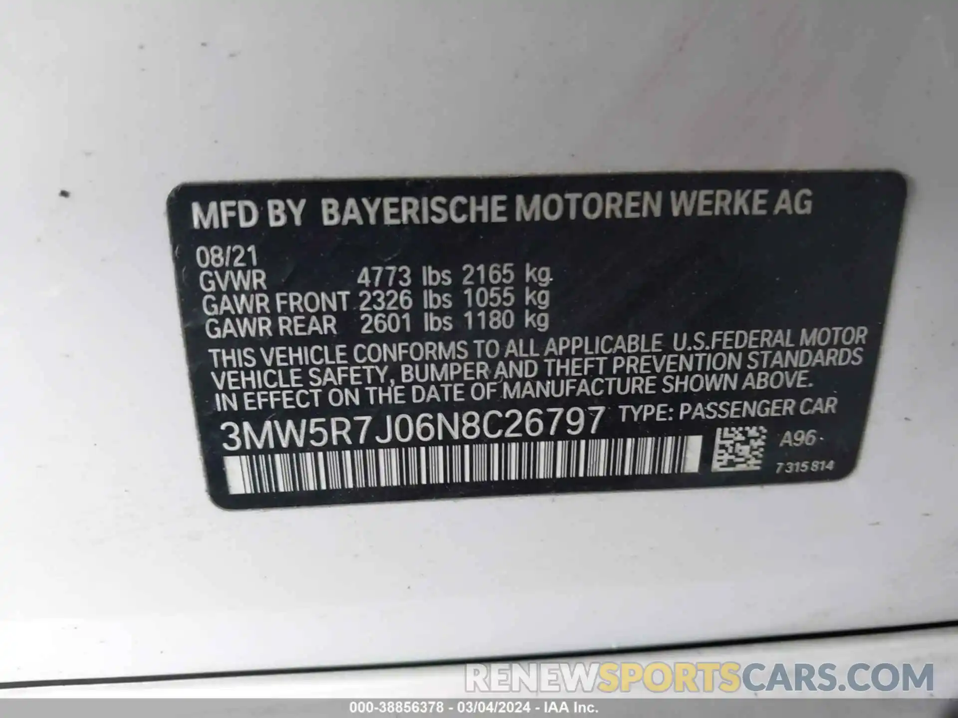 9 Фотография поврежденного автомобиля 3MW5R7J06N8C26797 BMW 330I 2022