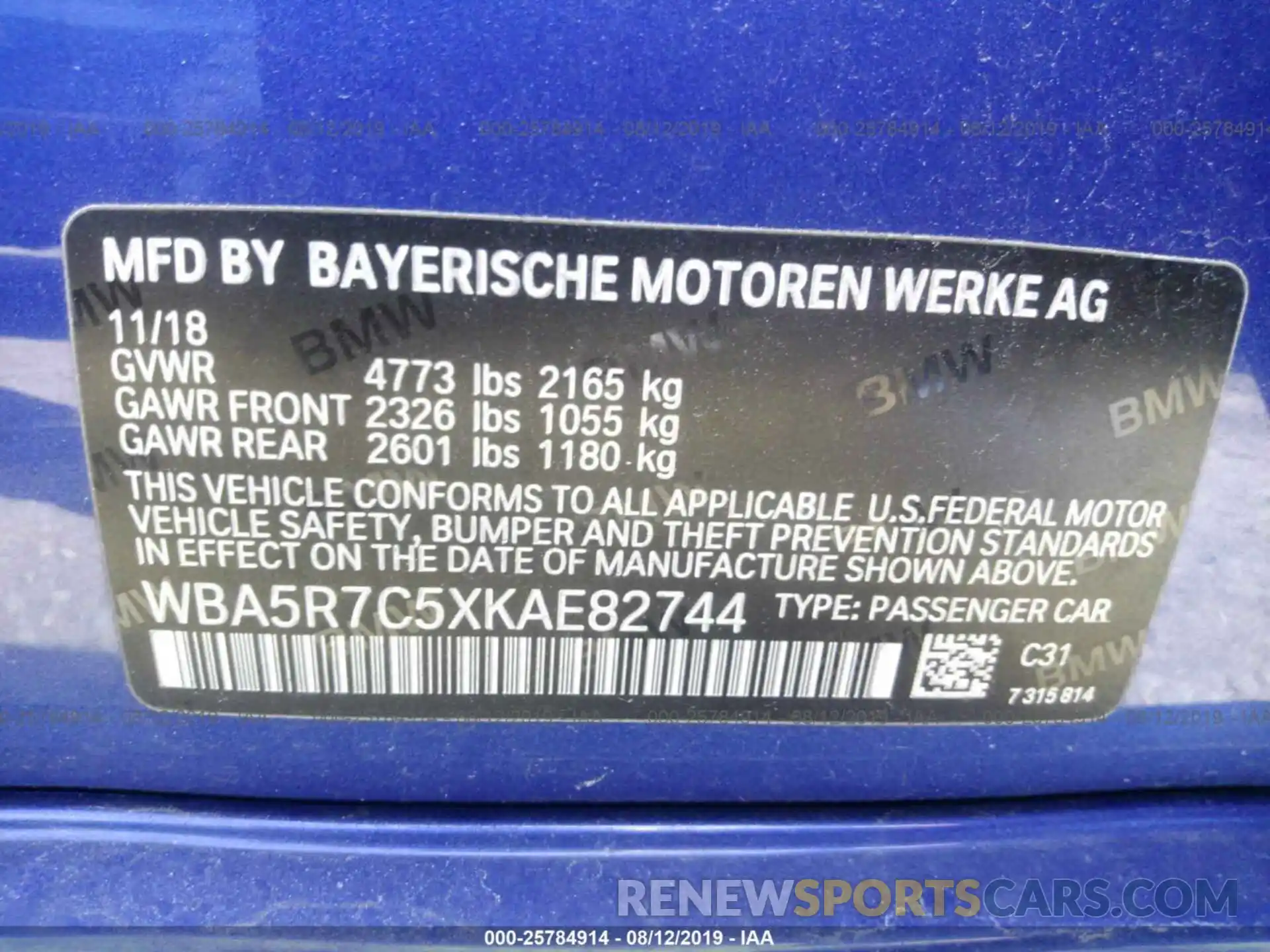 9 Photograph of a damaged car WBA5R7C5XKAE82744 BMW 330XI 2019