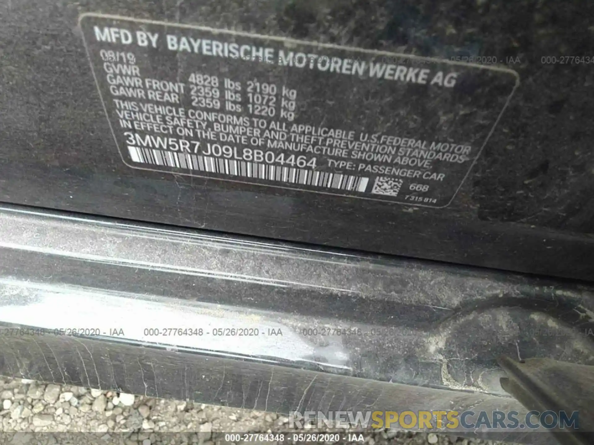 9 Фотография поврежденного автомобиля 3MW5R7J09L8B04464 BMW 330XI 2020