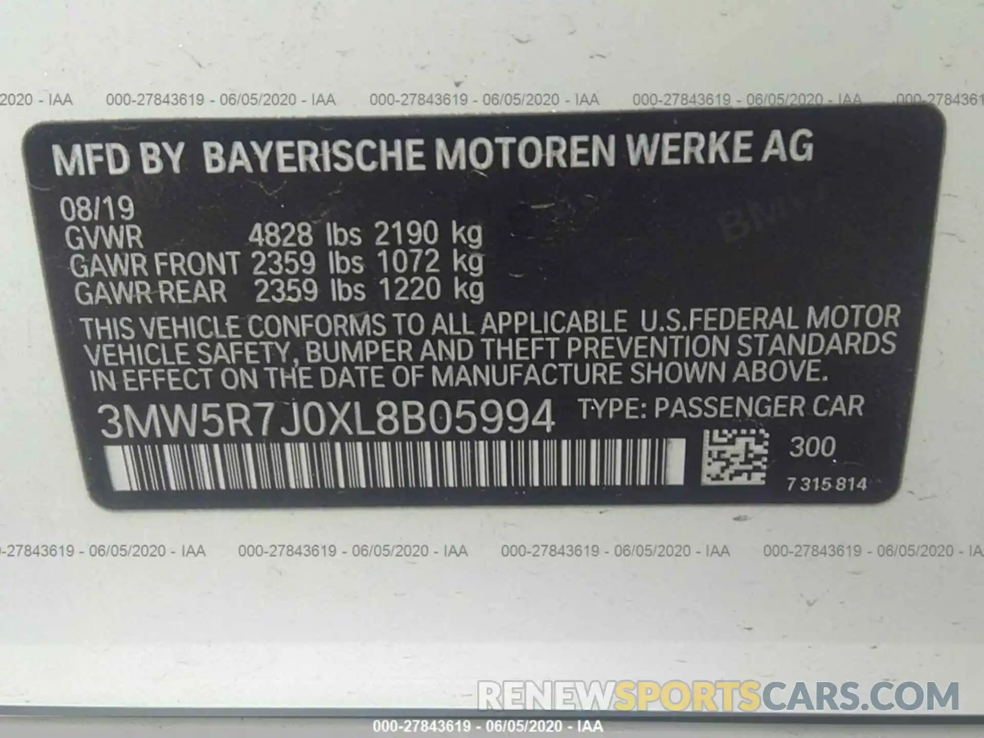 9 Photograph of a damaged car 3MW5R7J0XL8B05994 BMW 330XI 2020