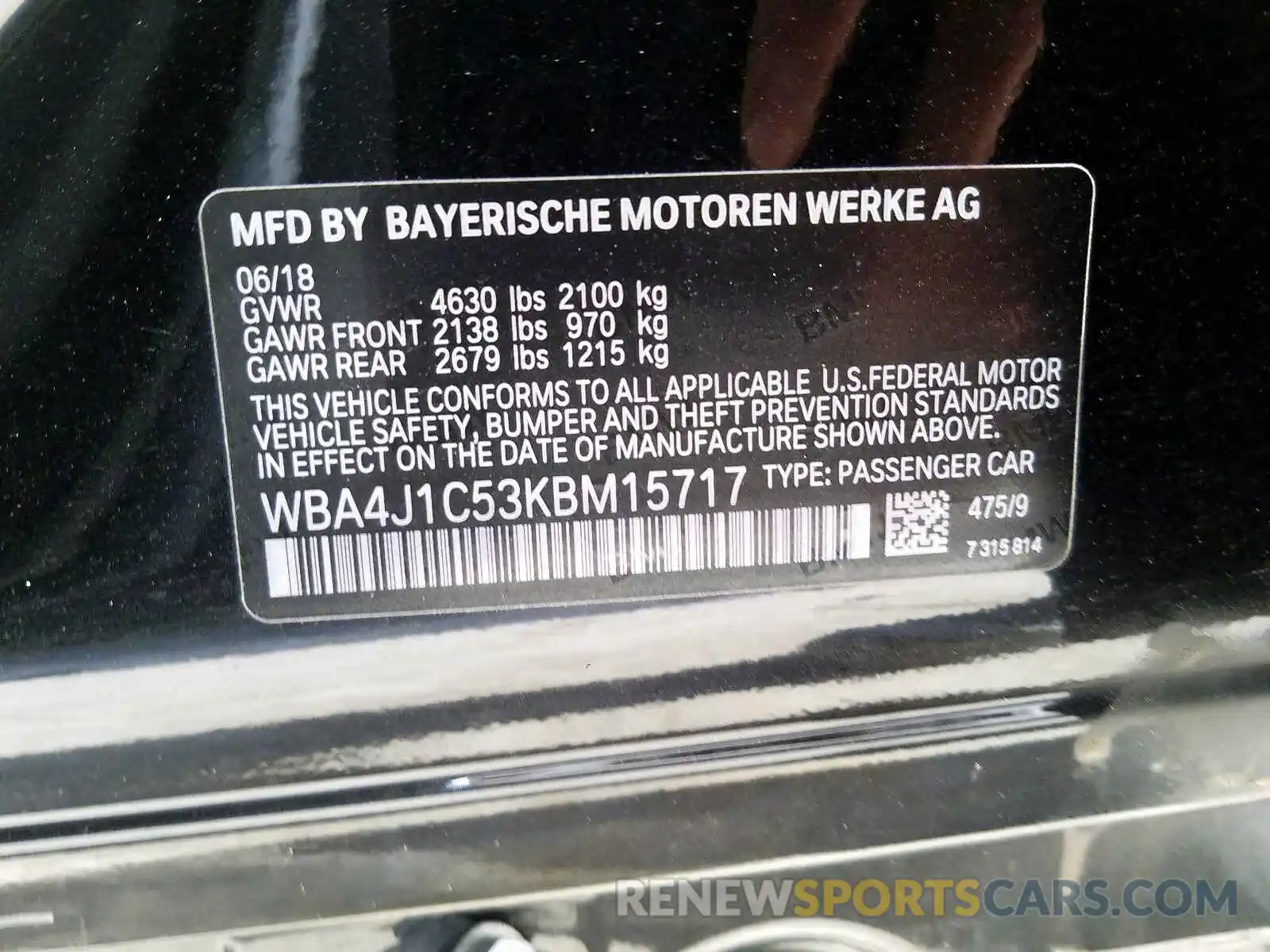 10 Photograph of a damaged car WBA4J1C53KBM15717 BMW 4 SERIES 2019