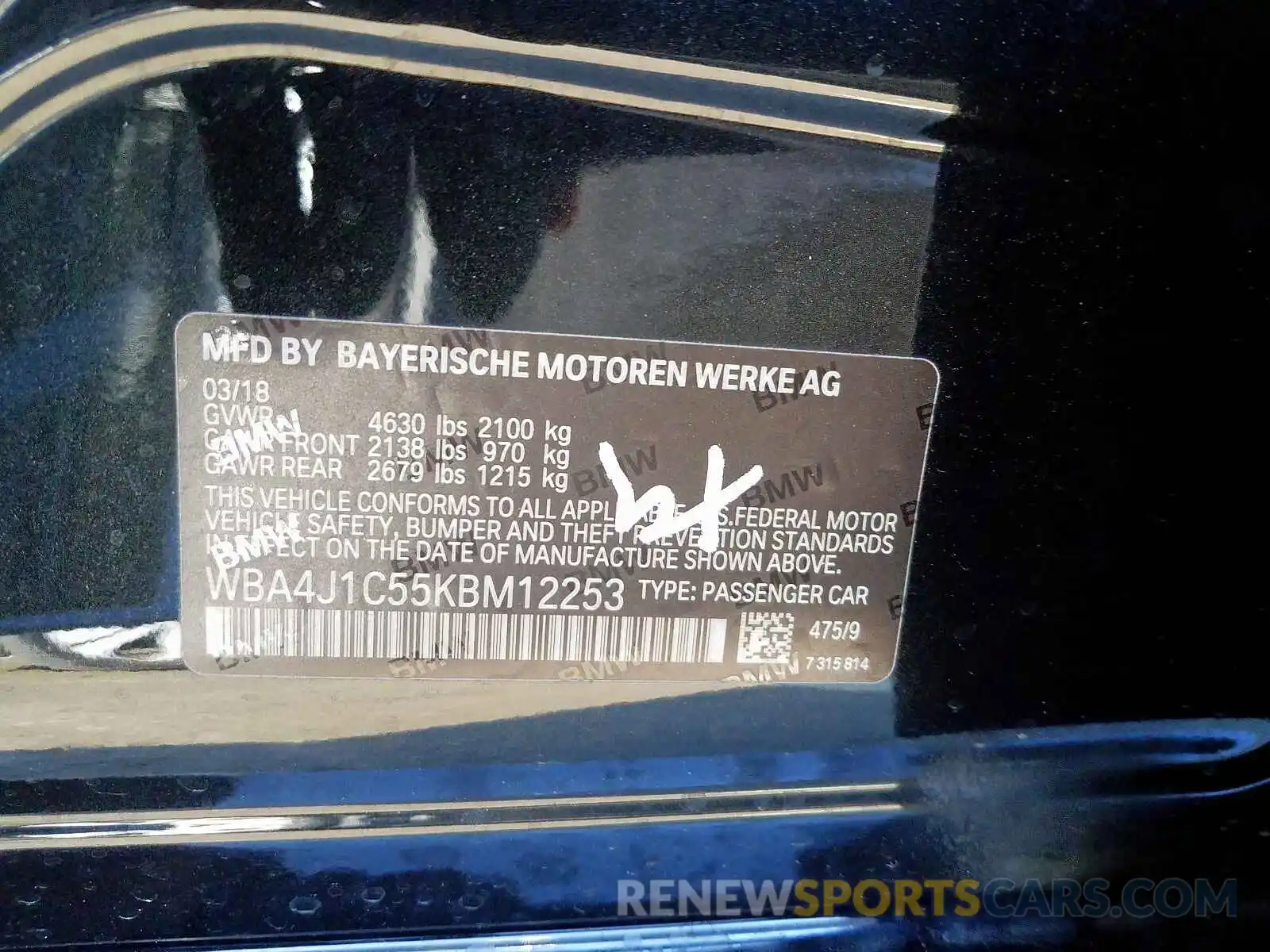 10 Photograph of a damaged car WBA4J1C55KBM12253 BMW 4 SERIES 2019